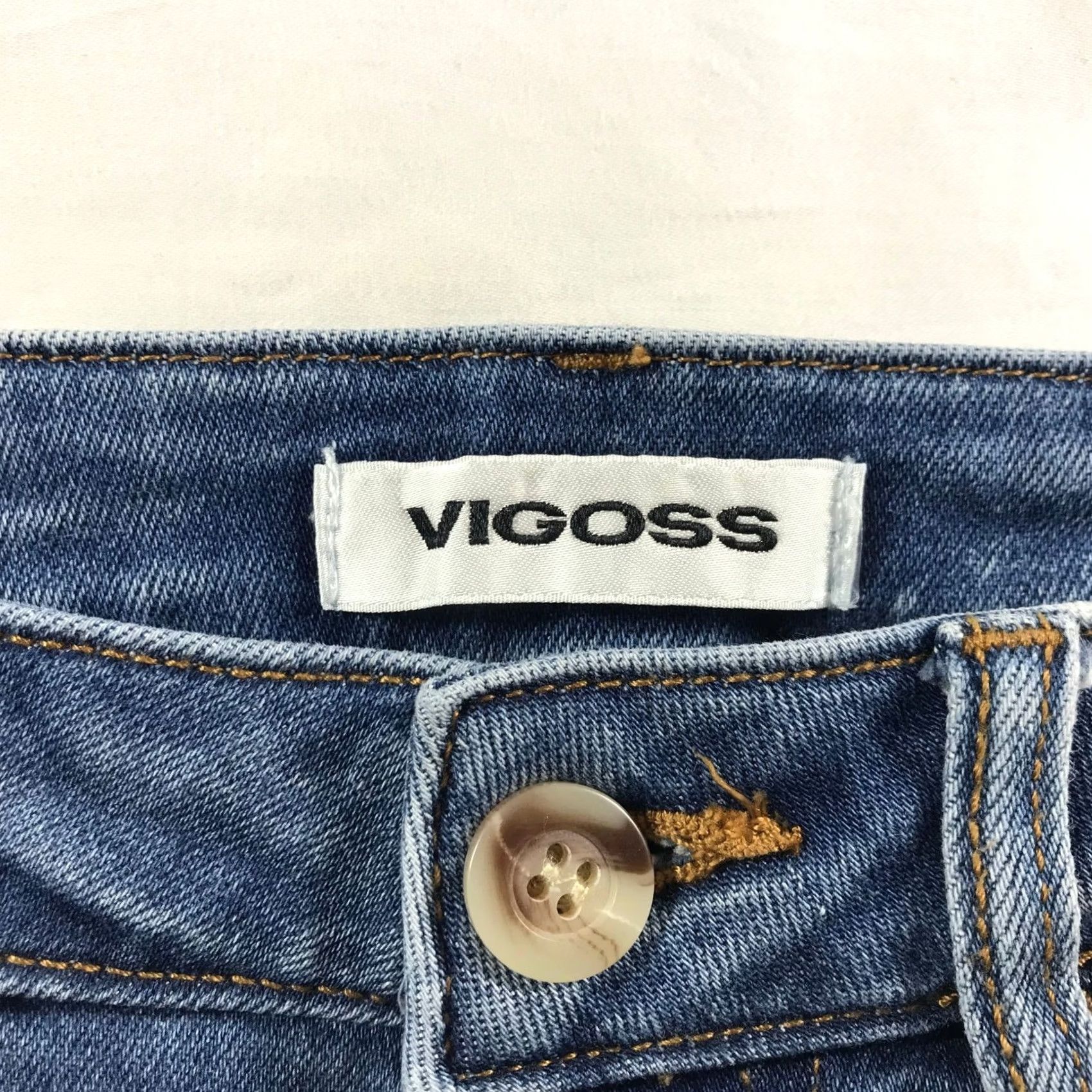Vintage VIGOSS Jeans Flare High Rise Button Fly 27 Womens Medium Wash Blue 5-Pocket Denim Overall Shape Boots Heel Womens Size 27" / US 4 / IT 40 - 5 Thumbnail