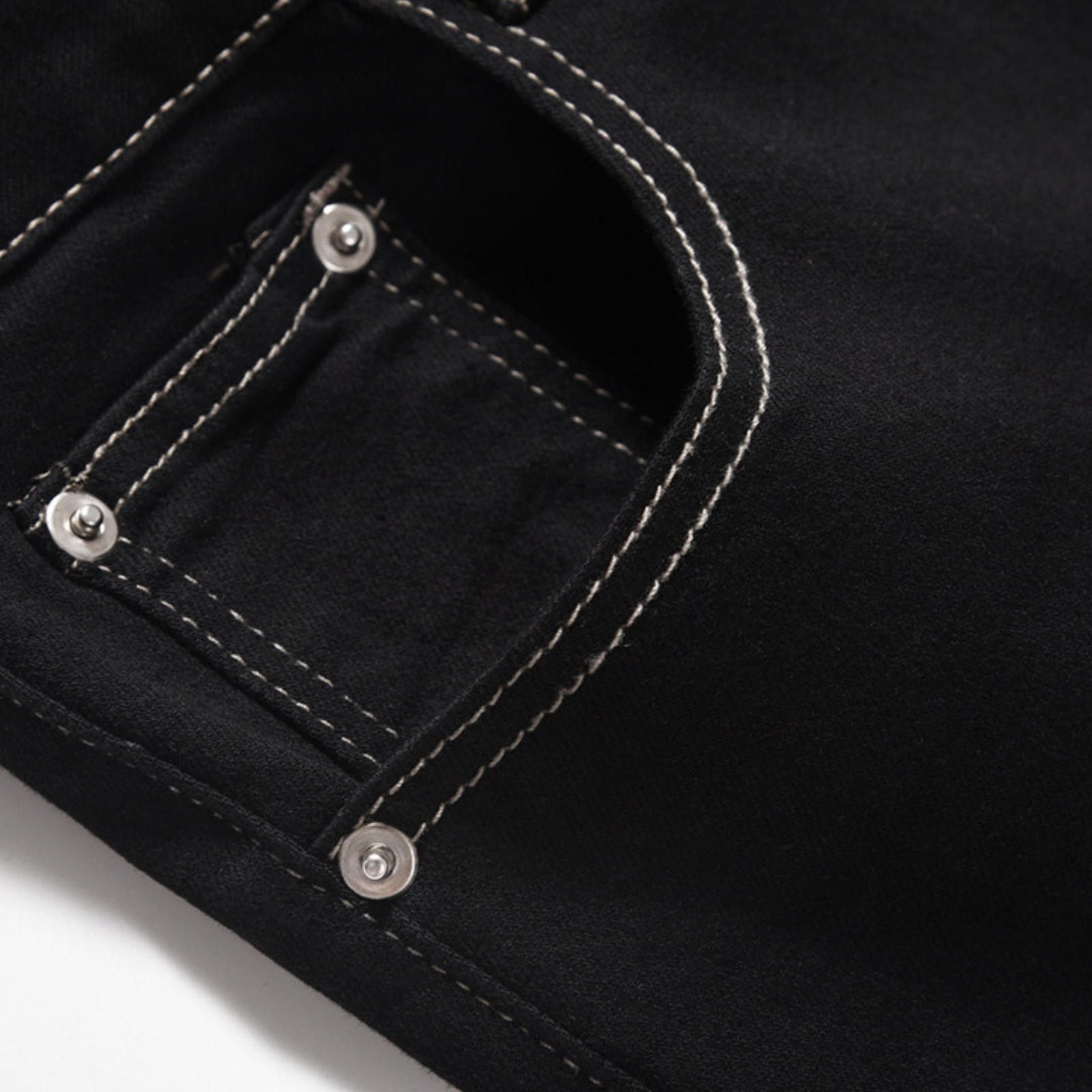 Japanese Brand Skinny Stacked Flare Black Jeans with White Stitching Size US 32 / EU 48 - 9 Thumbnail