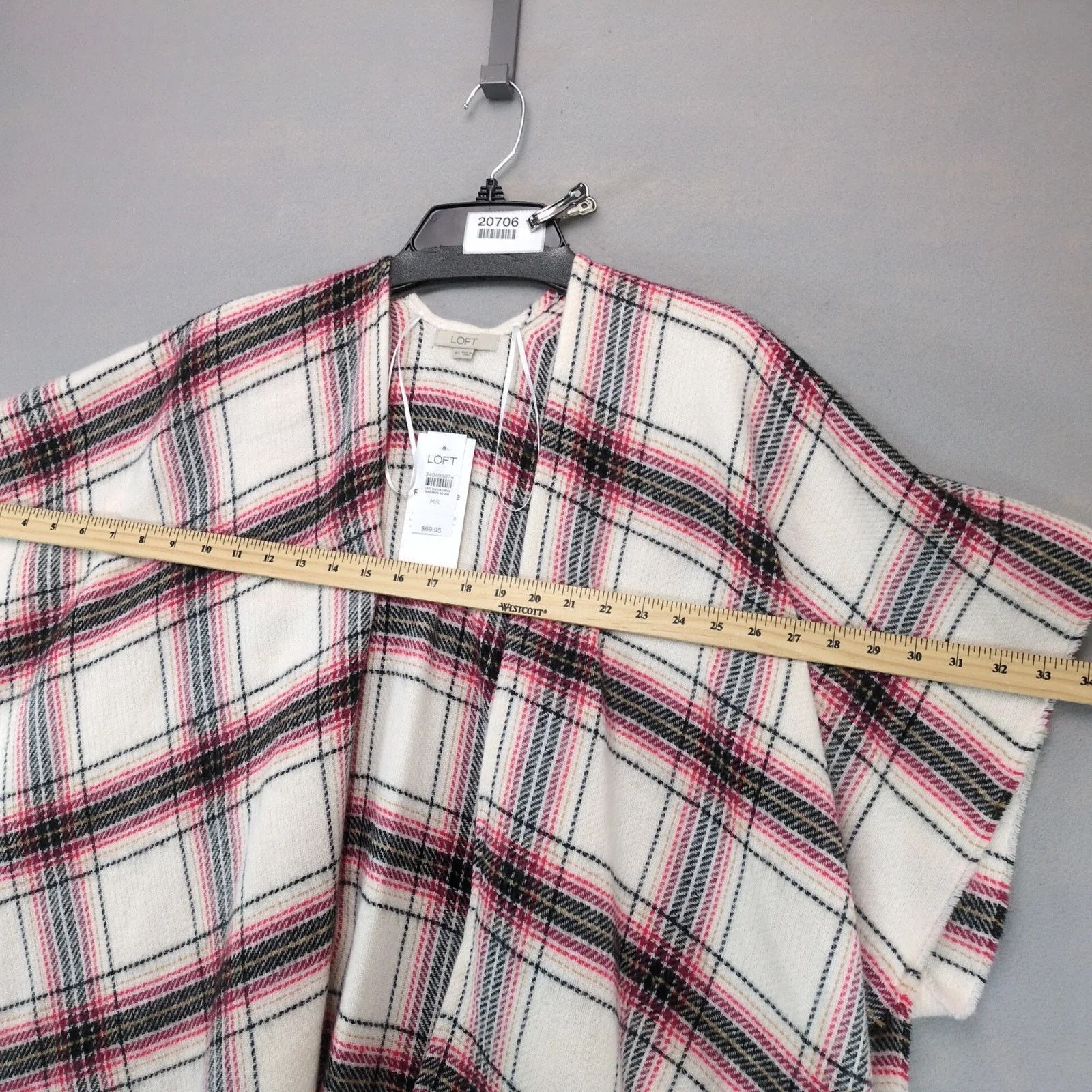 Loft Loft Soft Knit Plaid Poncho Cape Sweater Women's M/L Fringe Size L / US 10 / IT 46 - 3 Thumbnail