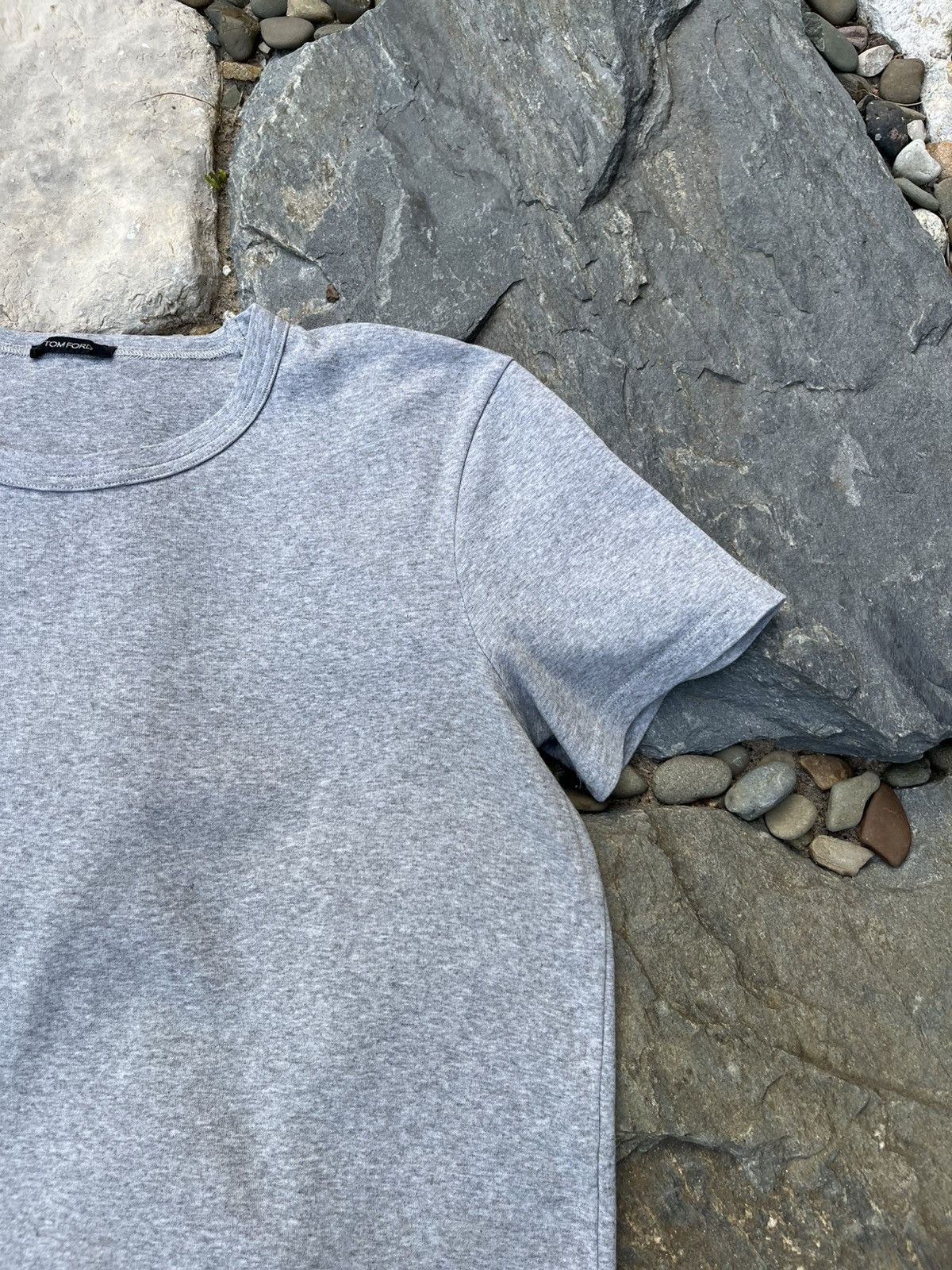 Designer × Tom Ford Tom Ford basic grey stretchy t-shirt tee crewneck slim fit Size US L / EU 52-54 / 3 - 3 Thumbnail