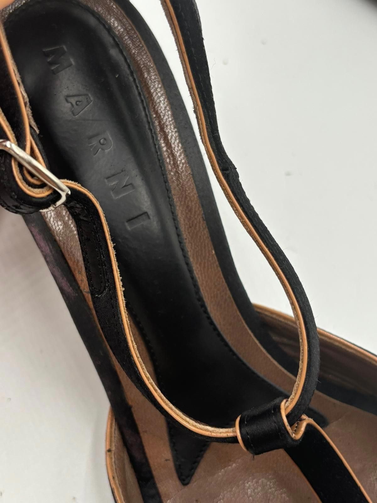 Marni MARNI Satin Peep-Toe Pumps Architectural Heel Size 9W Size US 9 / IT 39 - 9 Thumbnail