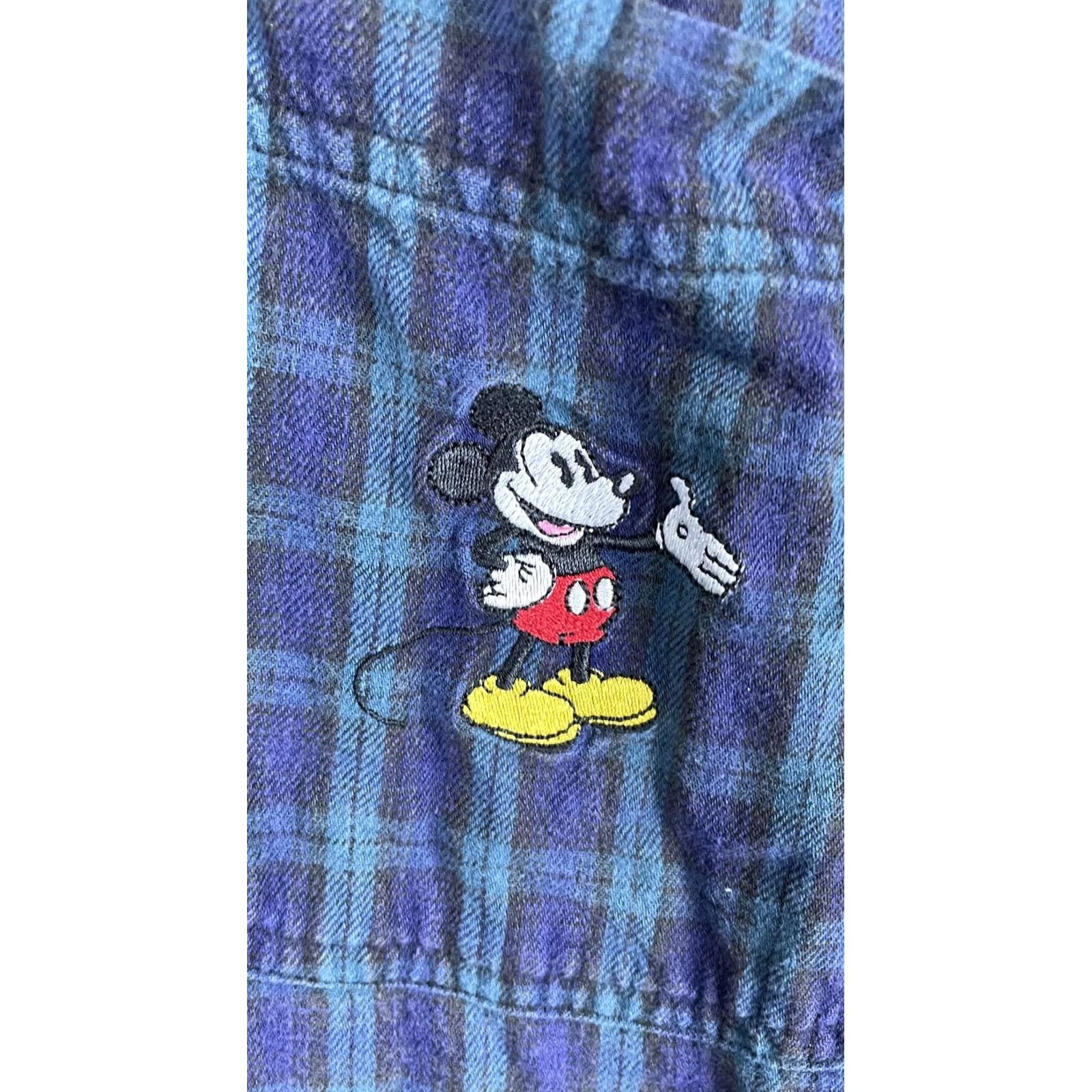 Disney The Disney Store Shirt Mens XL Blue Plaid Flannel Button Mickey Mouse Size US XL / EU 56 / 4 - 2 Thumbnail