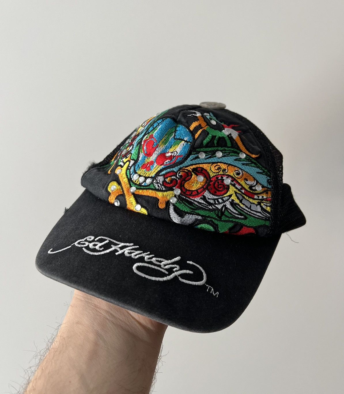 Christian Audigier × Ed Hardy Vintage Ed Hardy by Christian Audigier Skull Trucker Cap Size ONE SIZE - 1 Thumbnail