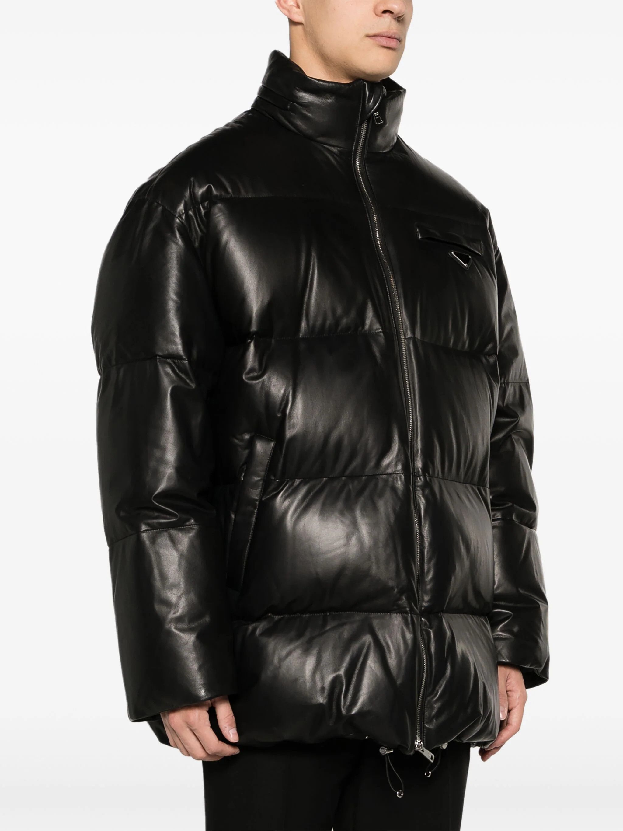 Prada o1mt1gz0924 Leather Puffer Jacket in Black Size US M / EU 48-50 / 2 - 3 Thumbnail