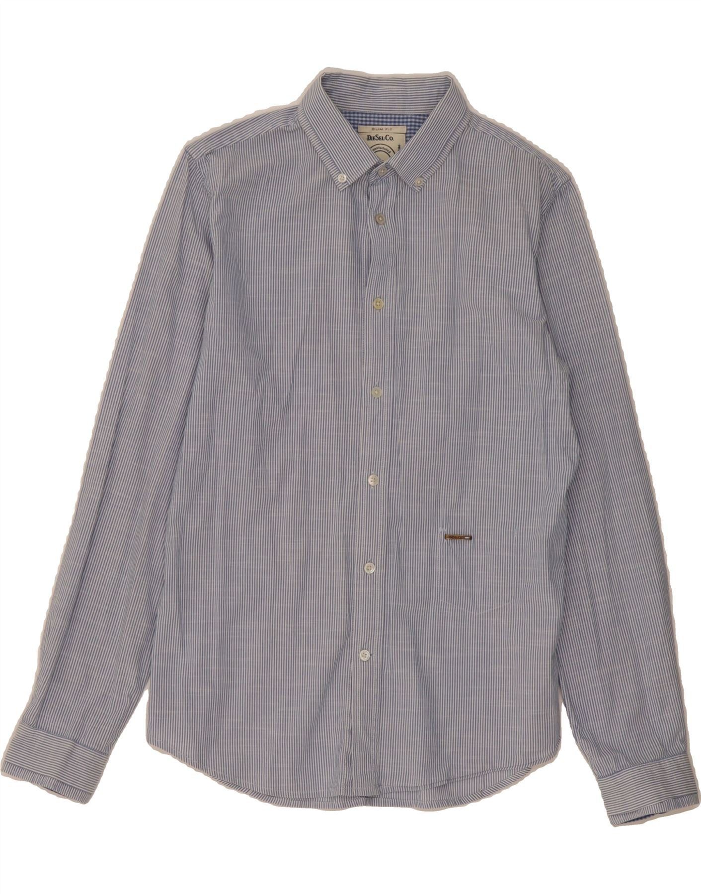 Diesel Mens Slim Fit Shirt Medium Blue Pinstripe Size US M / EU 48-50 / 2 - 1 Thumbnail