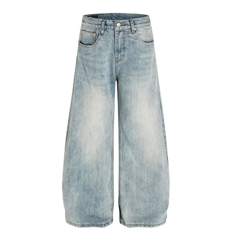 Jean Men's American-Style Streetwear Washed Blue Jeans Size US 32 / EU 48 - 1 Thumbnail