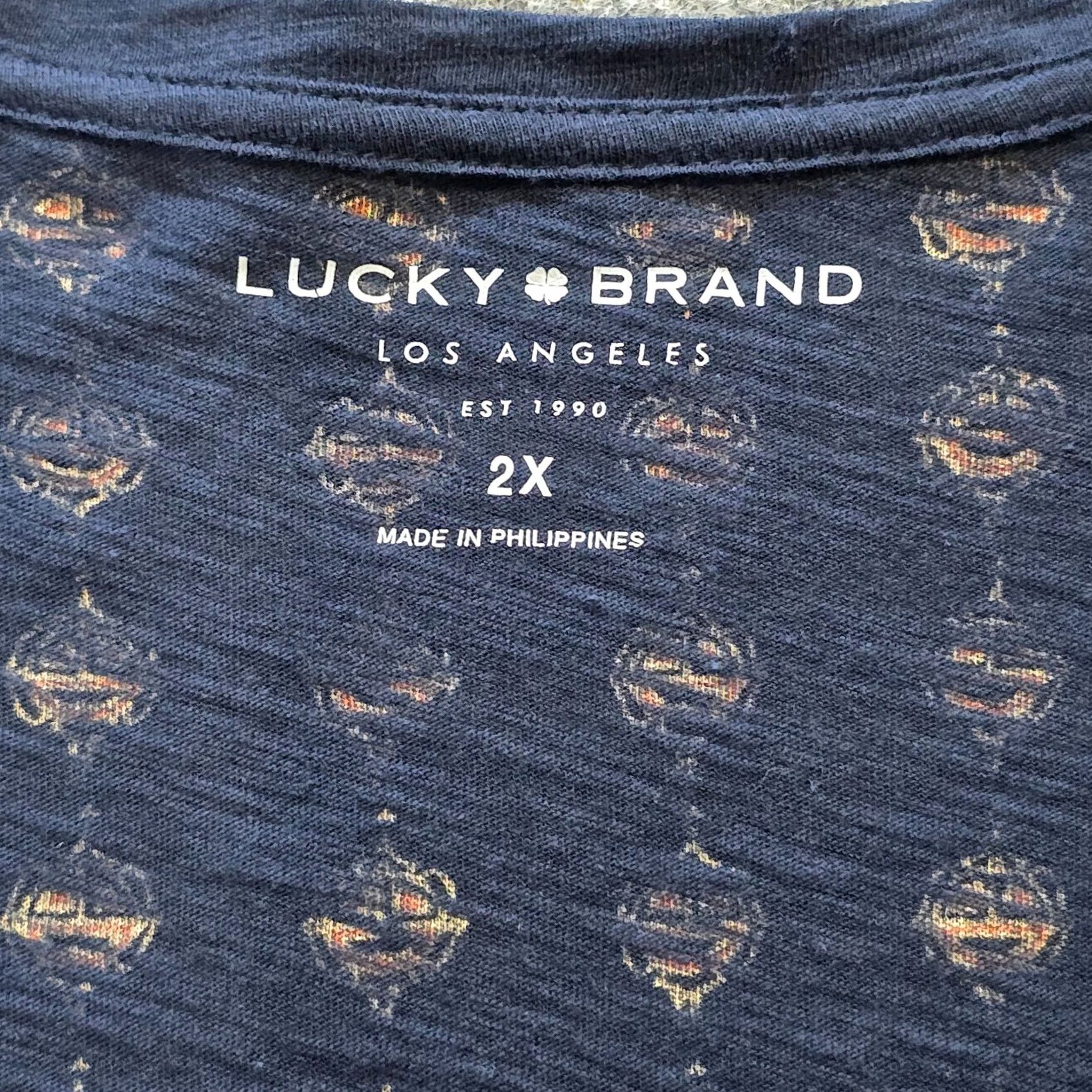 Lucky Brand Lucky Brand Top Women 2X Blue Mandala Short Sleeve Tee Stretch Boho Casual Shirt Womens Bohemian Size XXL / US 16-18 / IT 52-54 - 3 Thumbnail