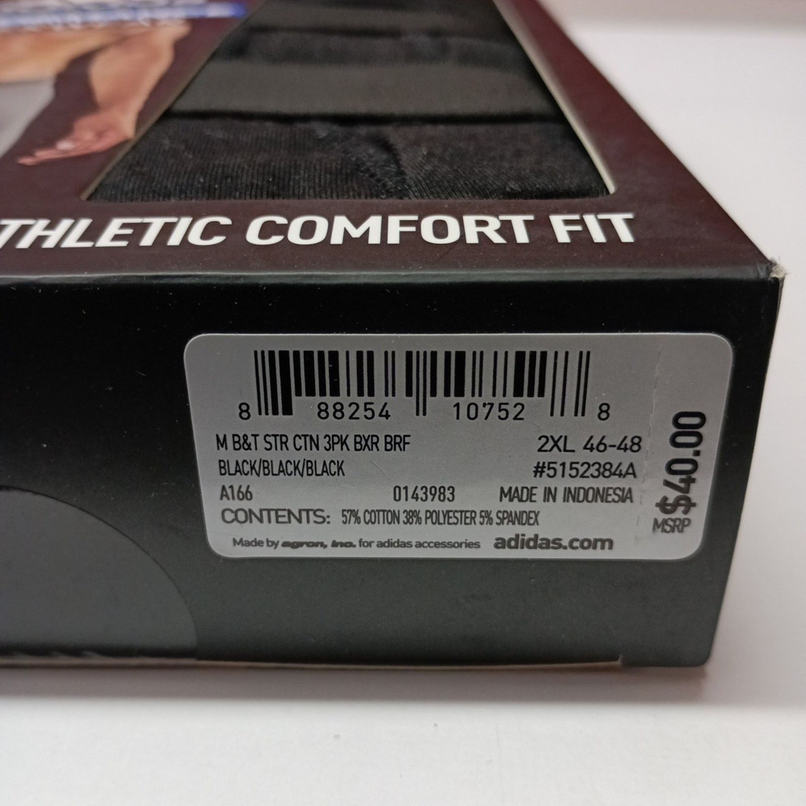 Adidas adidas Black Cotton Stretch Men Boxer Briefs 3-Pack Size 2XL Size 46 - 3 Thumbnail