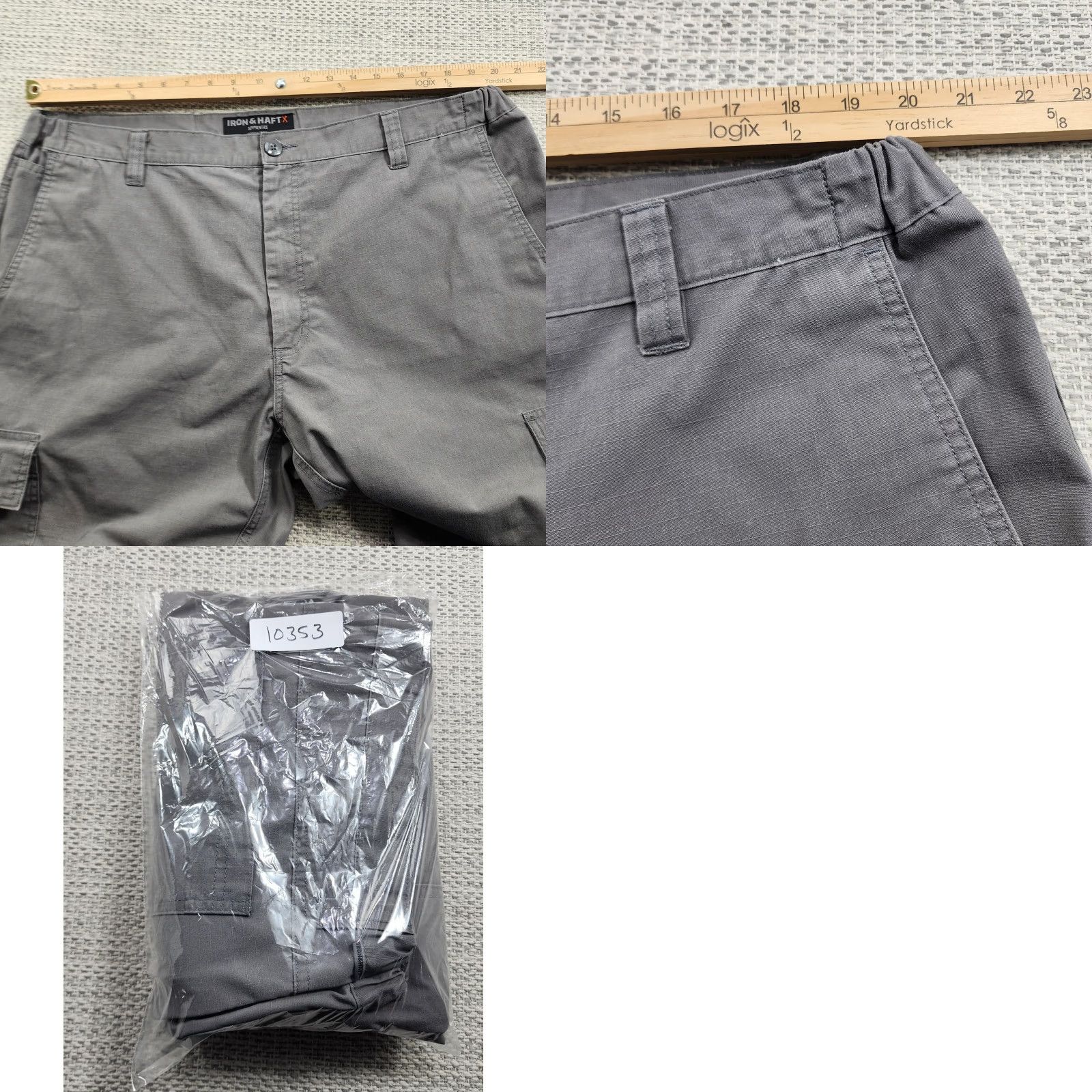Vintage Iron & Haft Pants Mens 42x32 Cargo Workwear Utility Benchmark Pockets Gauge Gray Size US 42 / EU 58 - 9 Thumbnail