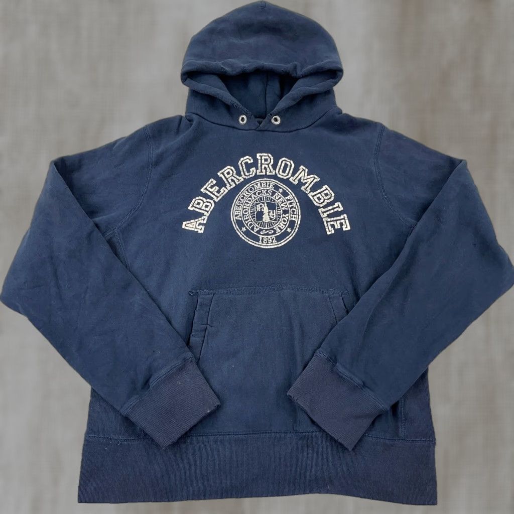 Abercrombie & Fitch VINTAGE Abercrombie & Fitch Hoodie Men L Blue Sweatshirt Hooded Logo Embroidered Fleece Graphic Print Lightweight? Size US L / EU 52-54 / 3 - 1 Thumbnail
