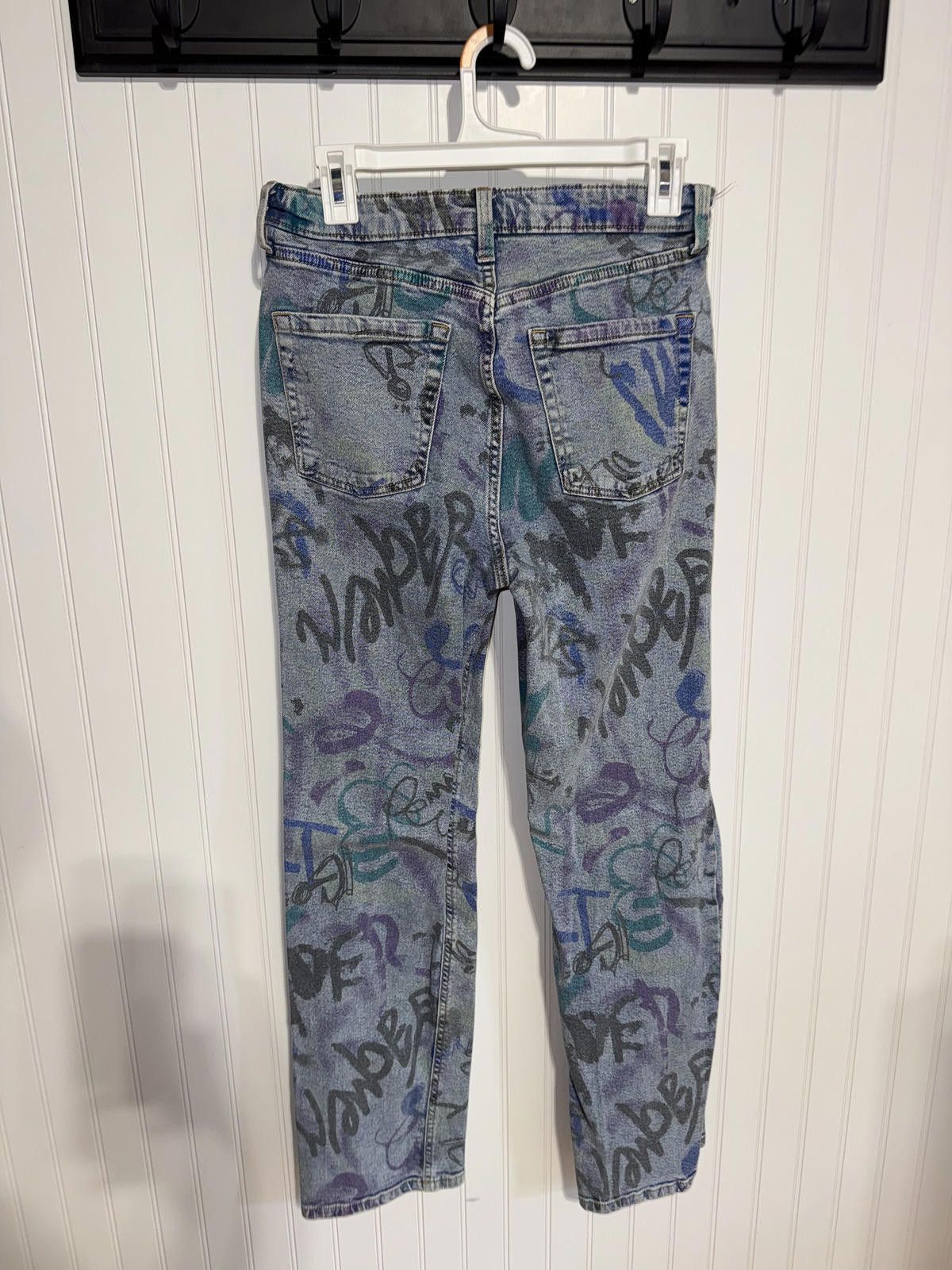Other Wild Fable Women's Super High-Rise Straight Graffiti Jeans Size 28" / US 6 / IT 42 - 2 Thumbnail