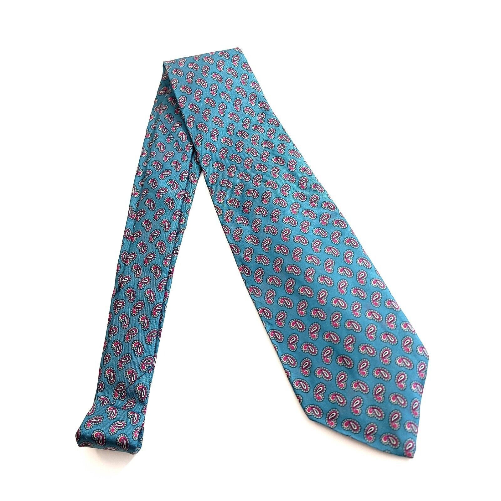 Robert Talbott Robert Talbott Teal Red Paisley Print Hand Sewn Short Silk T Size ONE SIZE - 7 Thumbnail