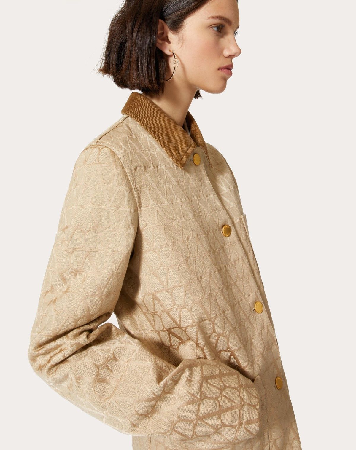 Valentino o1s1wg110525 Toile Iconographe Cordura Cotton Caban in Beige Size XS / US 0-2 / IT 36-38 - 6 Thumbnail