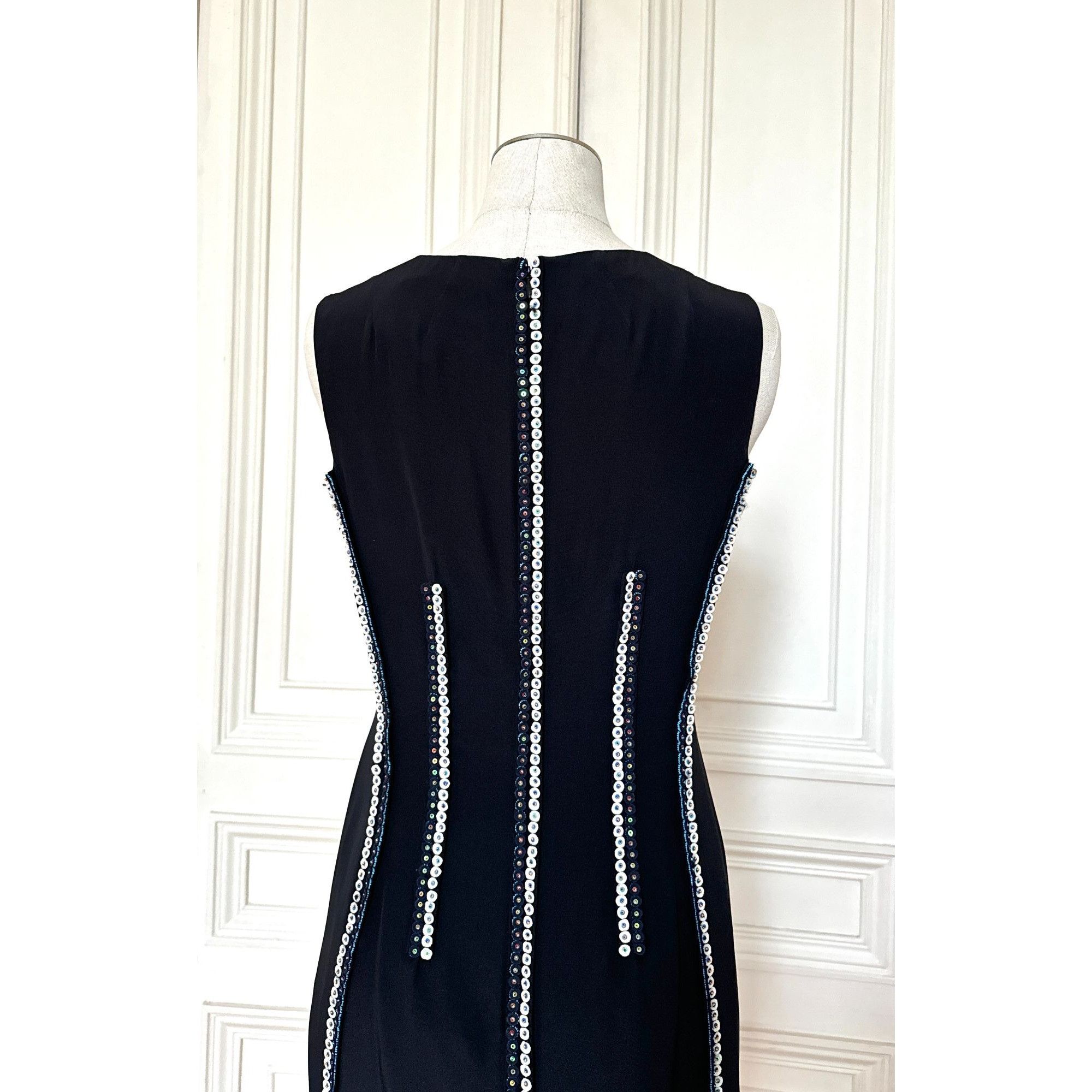 Jil Sander 2012 Black Silk Embellished Dress Size M / US 6-8 / IT 42-44 - 5 Thumbnail