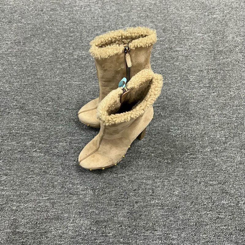 Gucci Gucci Brown Fur-Trimmed High Heel Boots Size US 5 / IT 35 - 2 Thumbnail