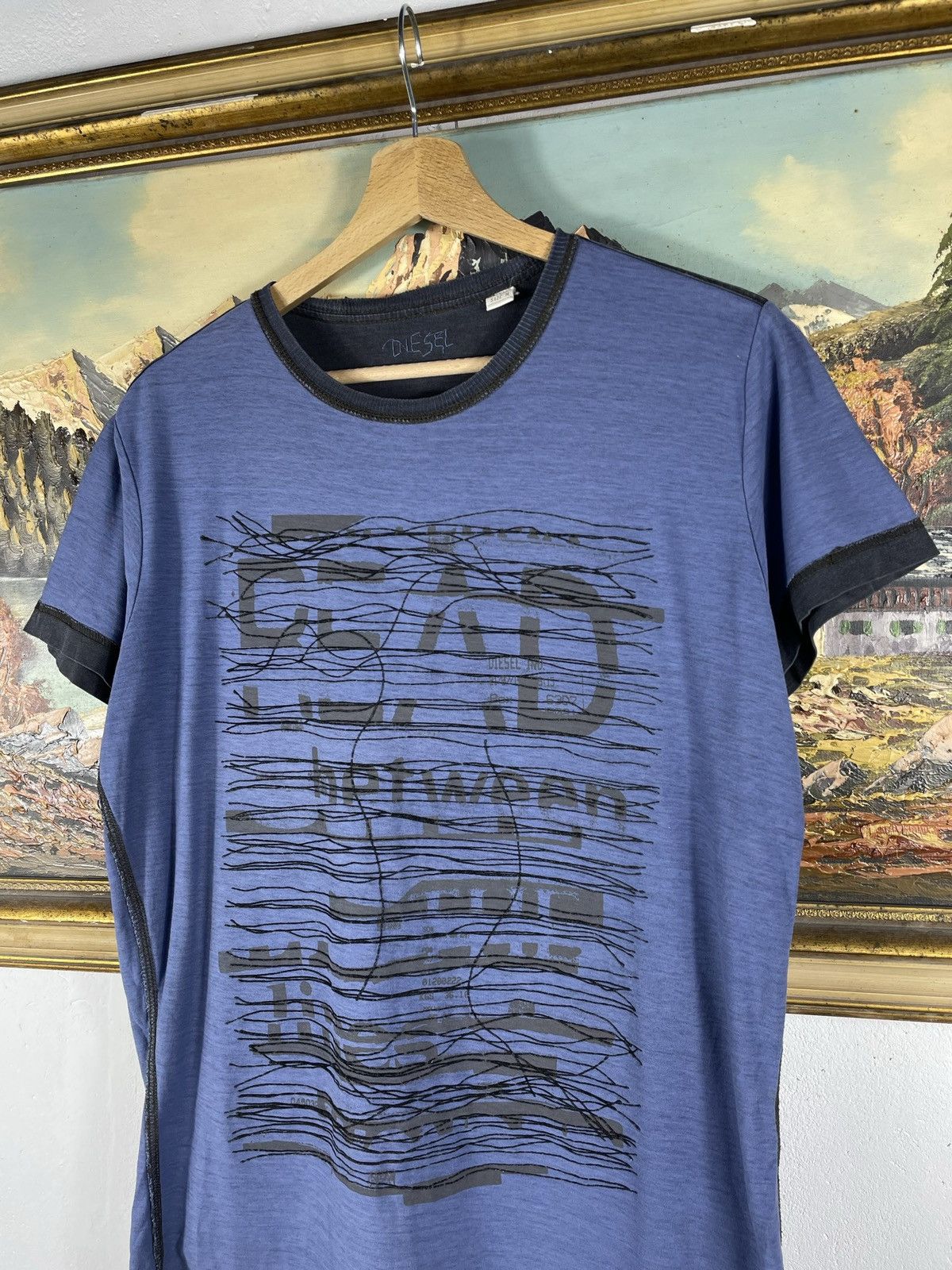 Diesel × Vintage DIESEL Vintage Retro Y2k 00s T-shirt Tee Asymmetric Logo Size US M / EU 48-50 / 2 - 4 Thumbnail