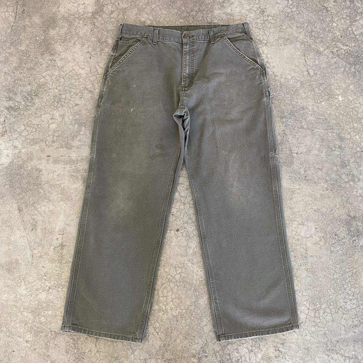 Carhartt × Vintage Vintage Carhartt Faded Moss Green Carpenter Work Pants Size US 36 / EU 52 - 3 Thumbnail