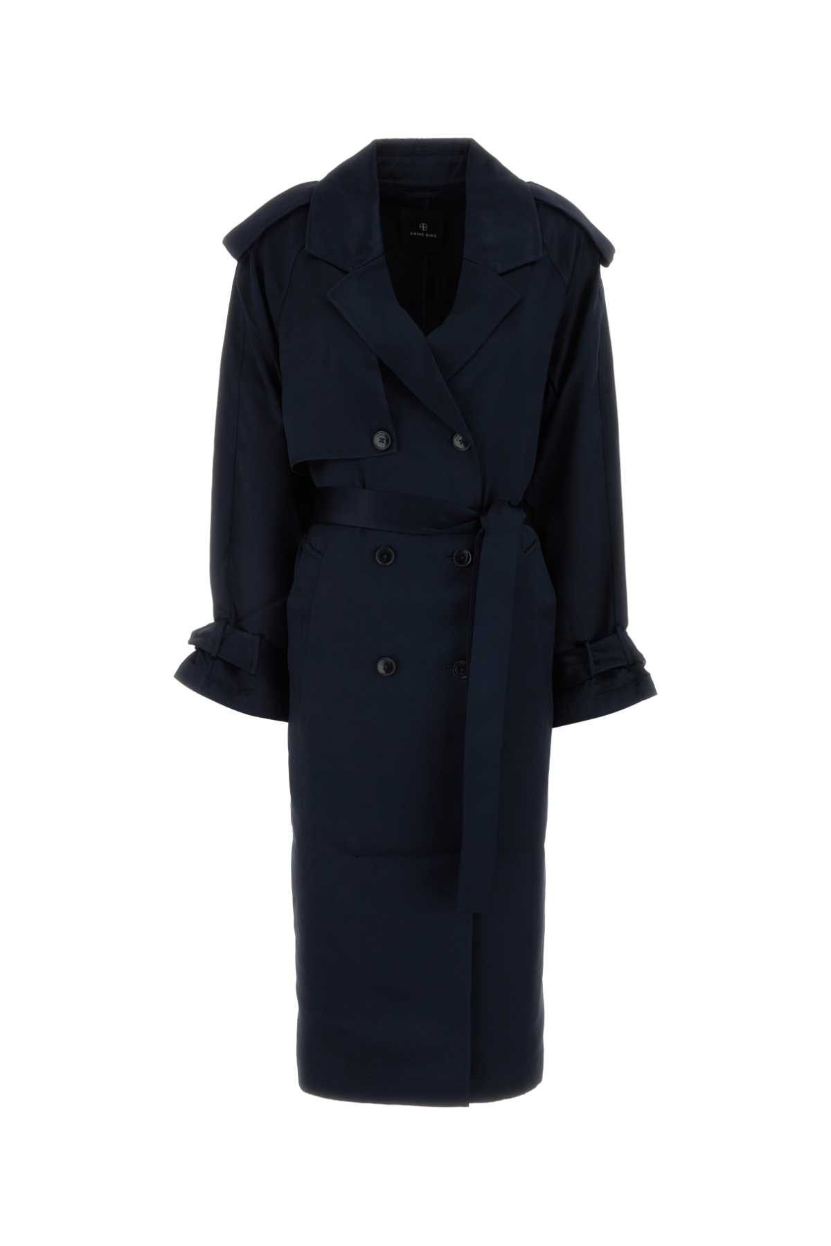 Anine Bing Midnight Blue Satin Rickie Trench Coat Size M / US 6-8 / IT 42-44 - 1 Thumbnail