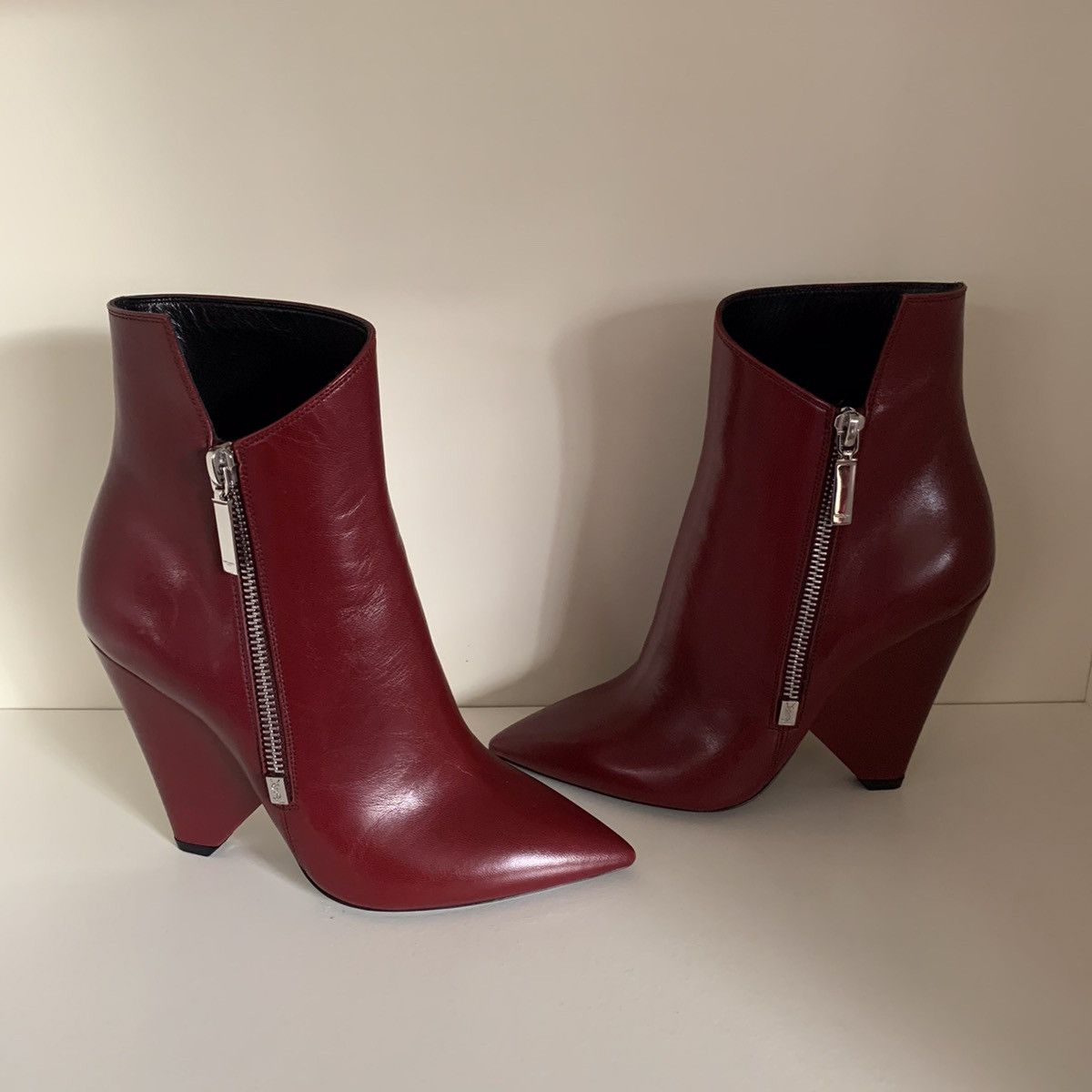Saint Laurent Paris Burgundy leather zip up boots Size US 6 / IT 36 - 11 Thumbnail