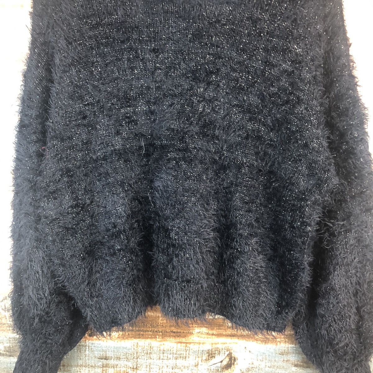 GU DL GU Black shaggy fur Mohair Knitwear #C321 Size M / US 6-8 / IT 42-44 - 6 Thumbnail