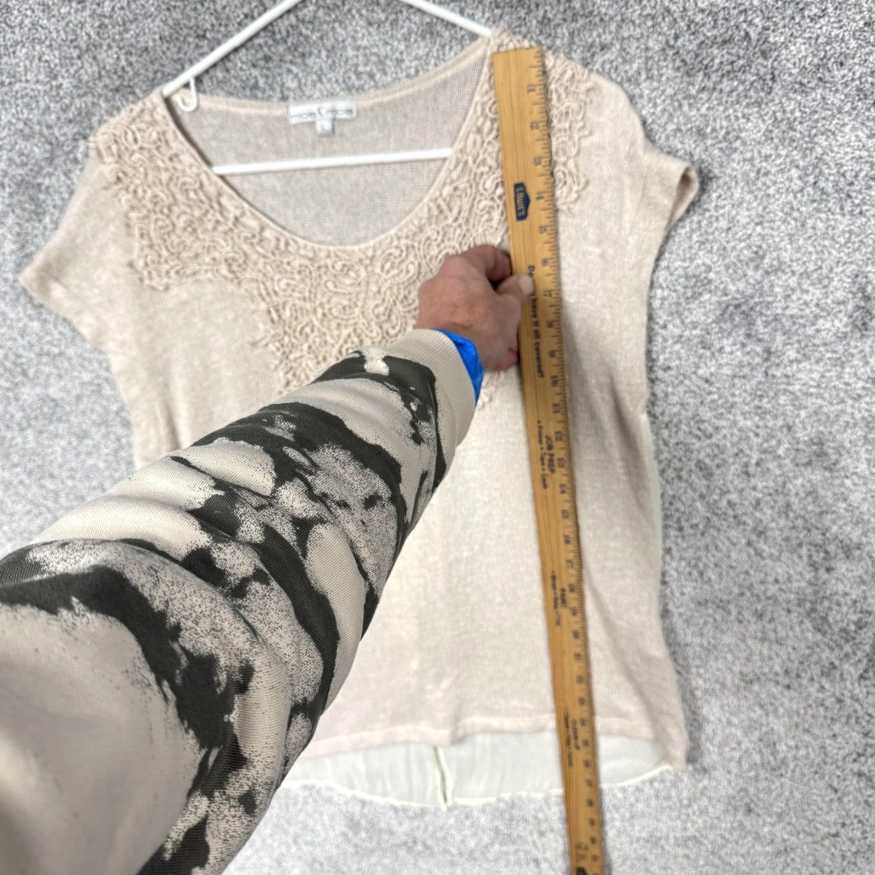 Vintage Moa Moa Blouse Shirt Womens Large Beige Crochet Cap Sleeve Scoop Neck Knit Lightweight Sheer Relaxed Vintage No Size L / US 10 / IT 46 - 2 Thumbnail