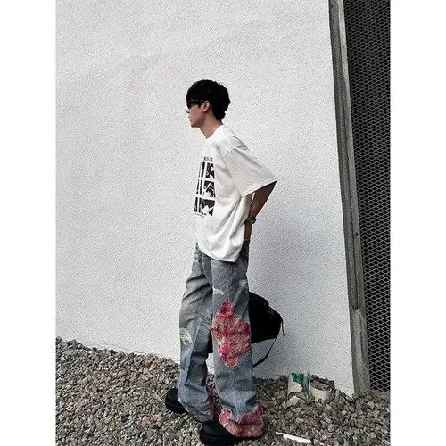 Jean Kitamura x Iken Patchwork Embroidery Baggy Denim Jeans Size US 33 - 4 Thumbnail