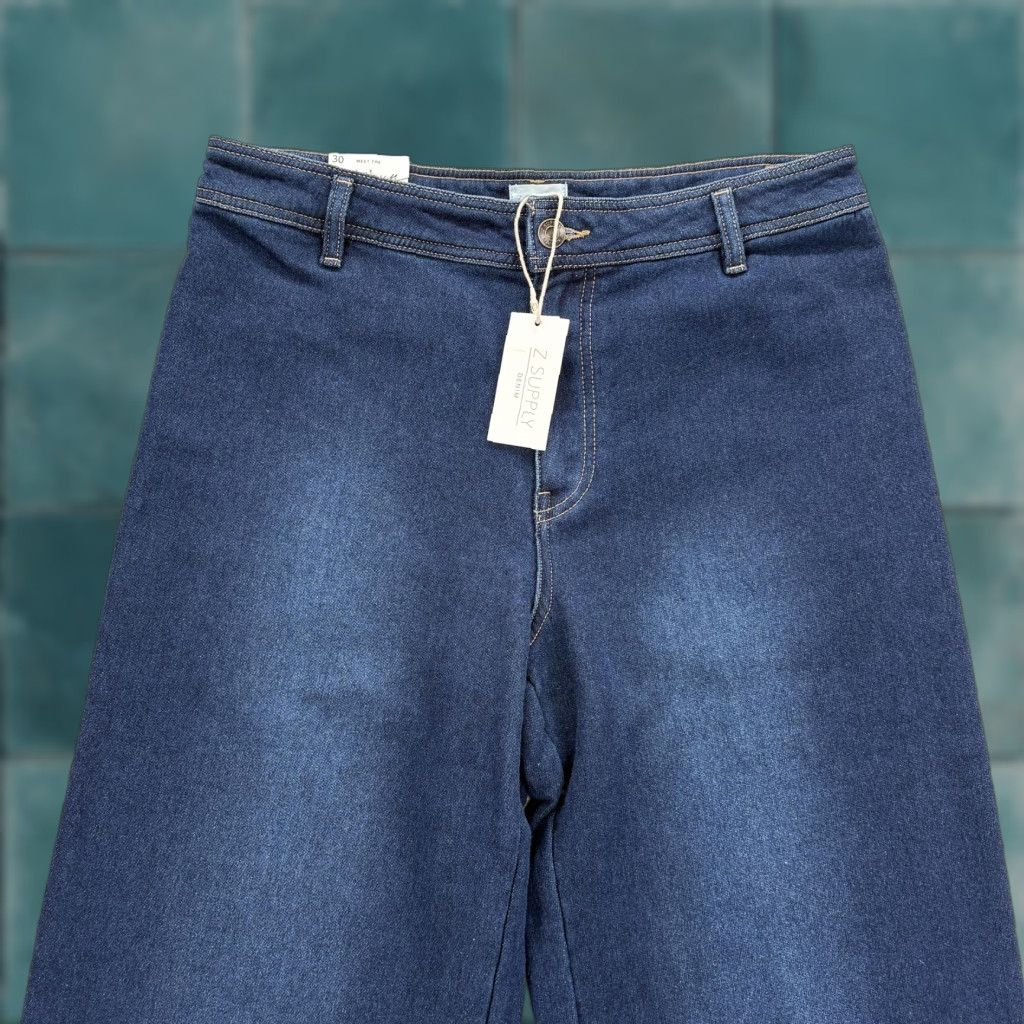 Z Supply Z Supply Rilyn High Rise Wide Leg Jeans Womens 30 Blue Dark Rinse Stretch Denim Size 30" / US 8 / IT 44 - 1 Thumbnail