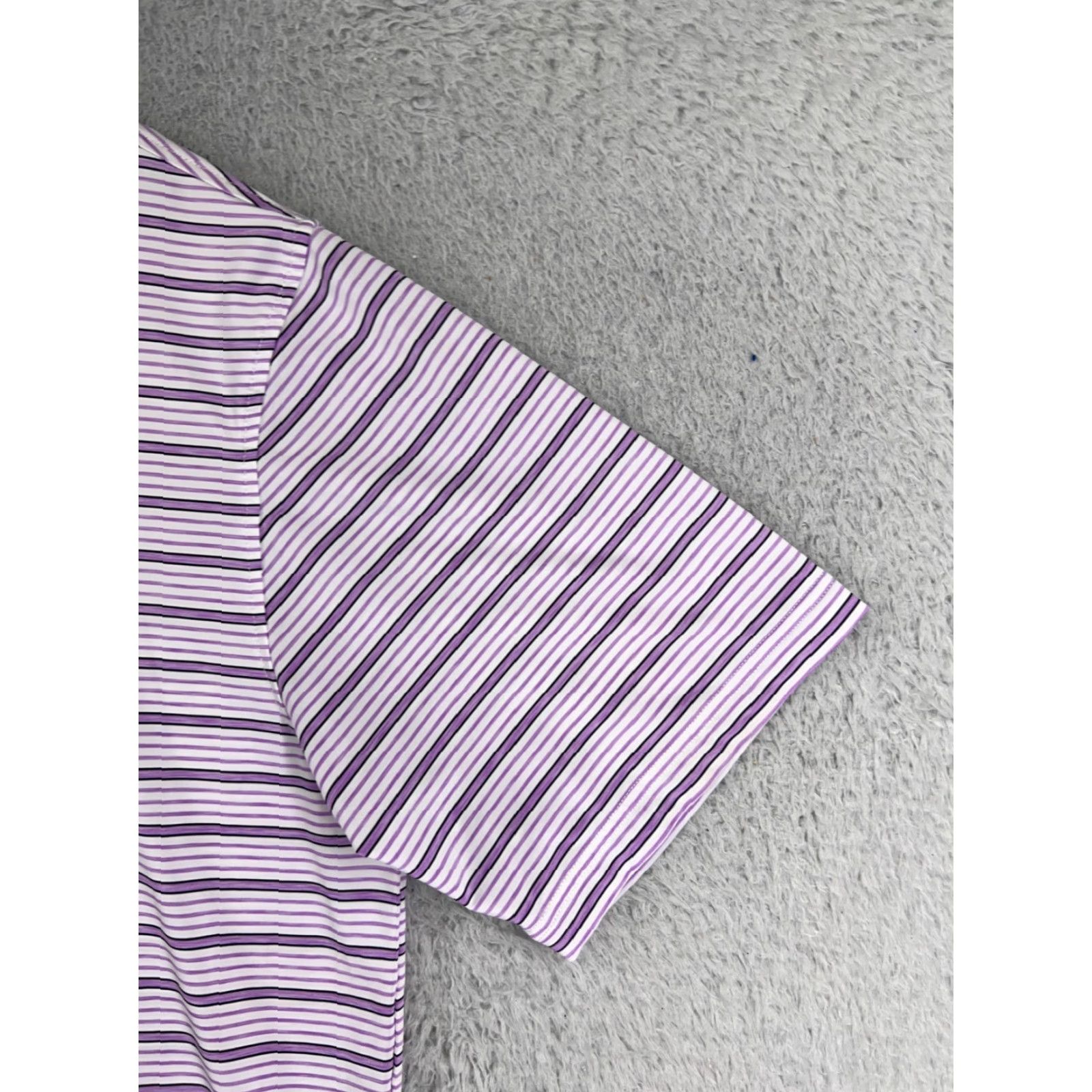 Footjoy FootJoy Polo Shirt Mens Large Purple Stripe 100% Polyester Polo Shirt Golf Outdoor Size US L / EU 52-54 / 3 - 5 Thumbnail