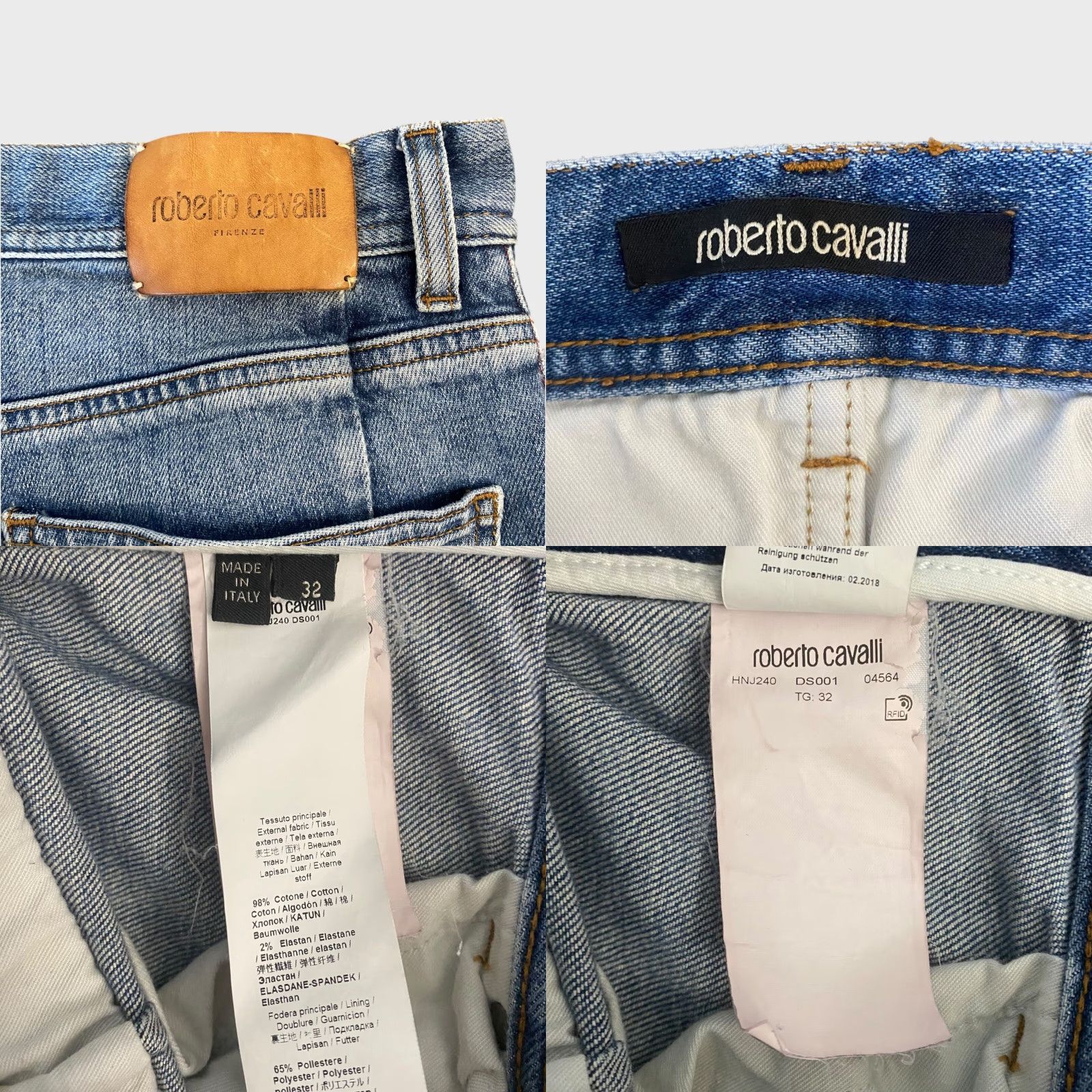 Roberto Cavalli VINTAGE Roberto Cavalli Firenze Slim-Fit Denim Jeans Blue Light Wash Men 32 Inseam 32 5-Pocket City Logo Designer Italy Size US 32 / EU 48 - 8 Thumbnail