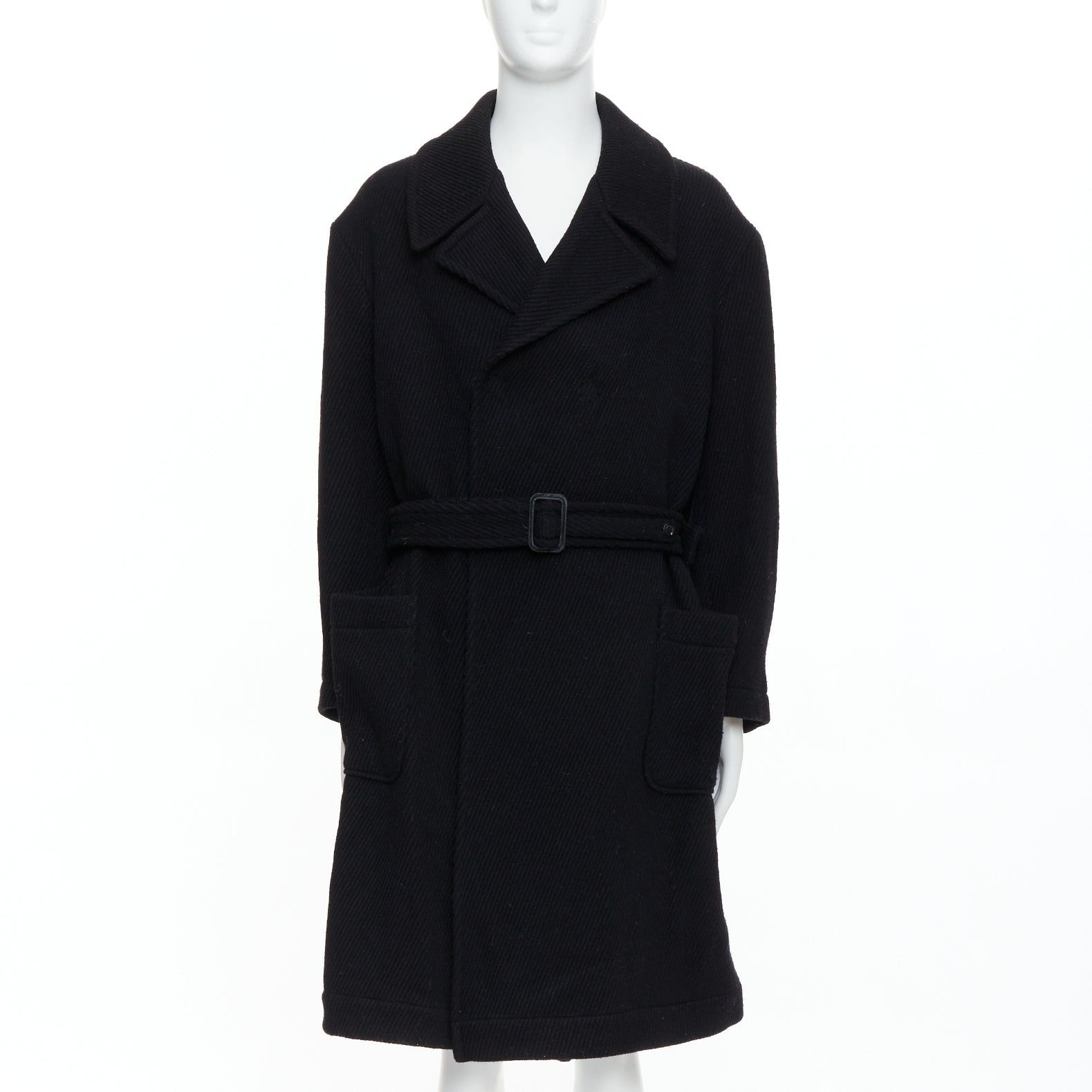 Yohji Yamamoto YOHJI YAMAMOTO Vintage black wool blend belted long line winter coat JP3 L Size US M / EU 48-50 / 2 - 1 Thumbnail