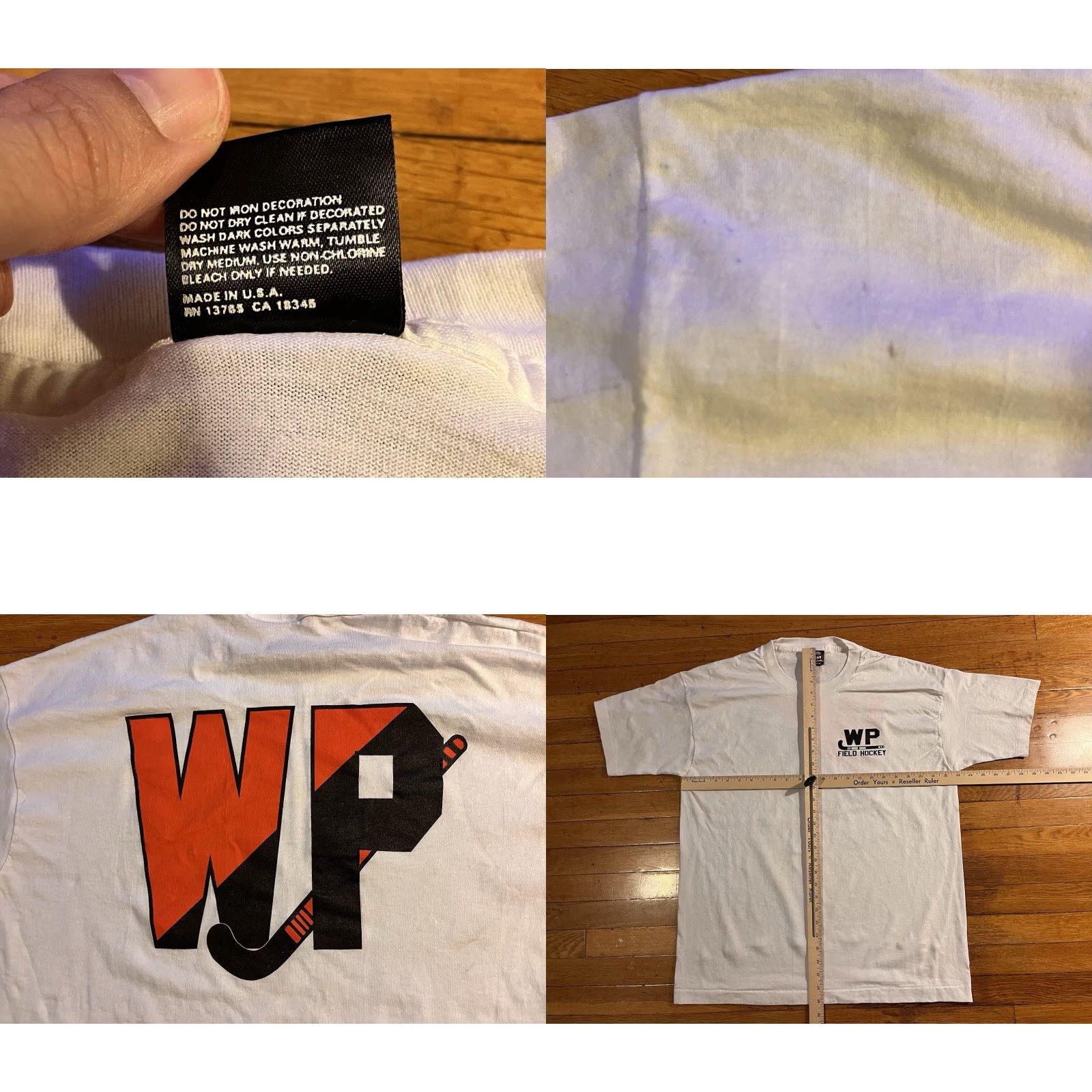 Fruit Of The Loom VINTAGE Fruit of the Loom Shirt Men’s XL White 80s Retro Sports City Field Hockey Graphic Print Crew Neck Short Sleeve Size US XL / EU 56 / 4 - 8 Thumbnail