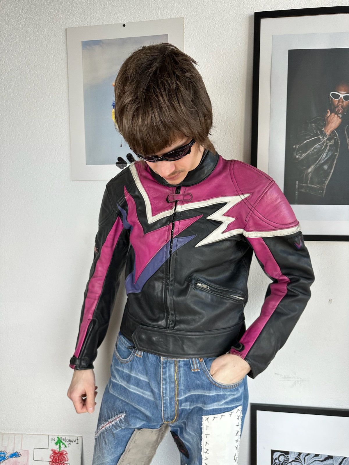 Dainese VINTAGE LEATHER JACKET MOTO RACING NASCAR DAINESE STYLE Size US M / EU 48-50 / 2 - 14 Thumbnail
