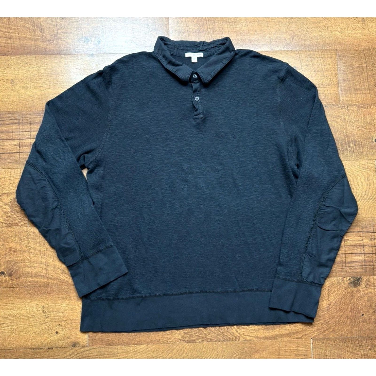 James Perse VINTAGE James Perse Polo Shirt Mens Size 5 Black Cotton 100% Supima Crew Neck Long Sleeve Pullover Shirt Size US S / EU 44-46 / 1 - 2 Thumbnail