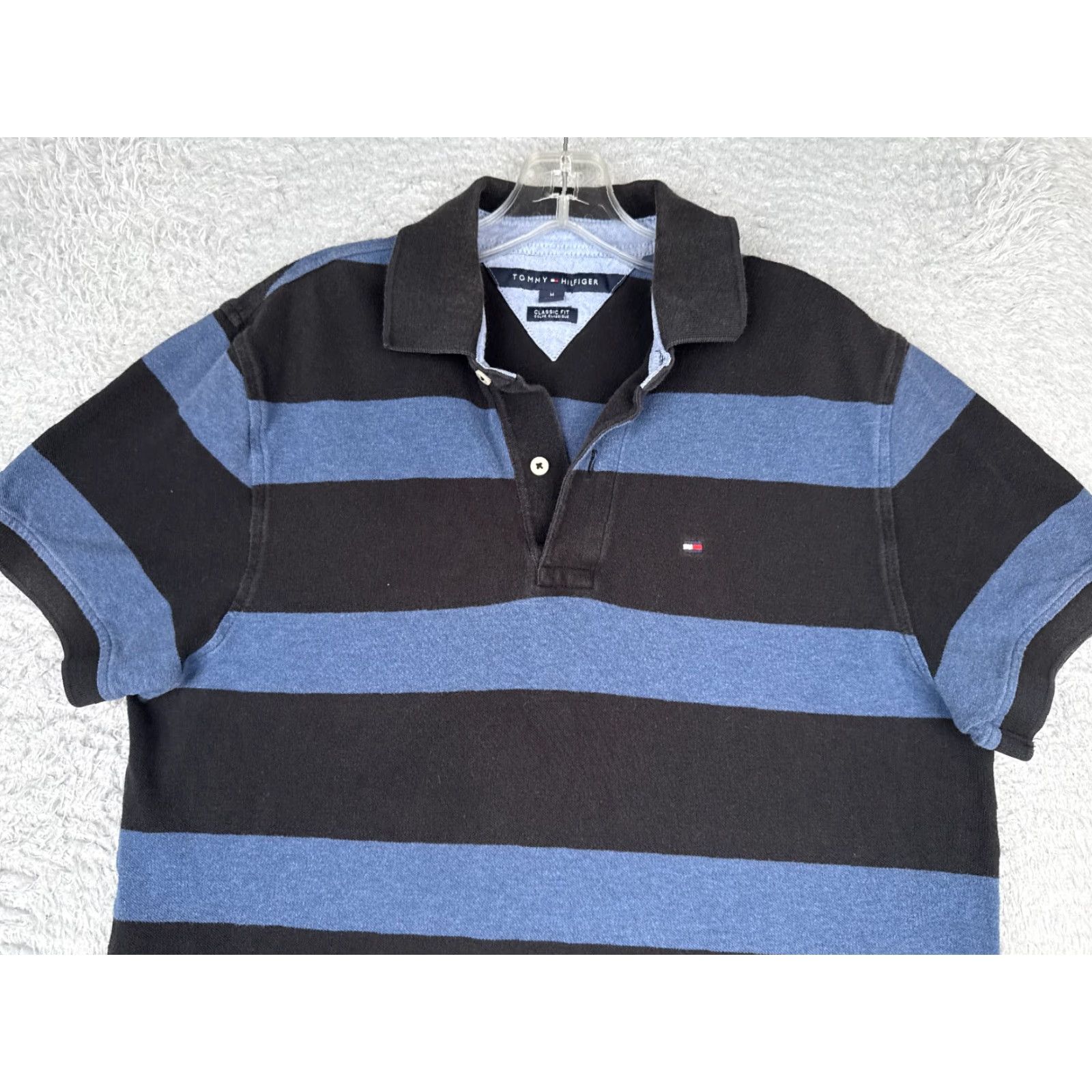 Tommy Hilfiger Tommy Hilfiger Polo Shirt Men Medium Blue Black Stripe Slim 100% Cotton Polo Shirt Slim Men Blue Stripe 100% Cotton TH (Regular) Size US M / EU 48-50 / 2 - 4 Thumbnail