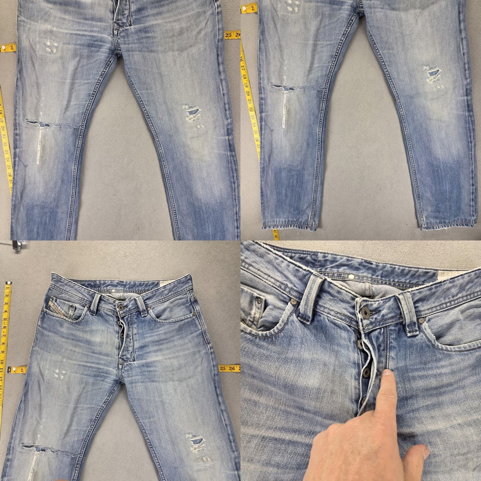 Diesel Diesel Jeans Mens 31x34 Blue Larkee Straight Distressed Button Fly 008XR Size US 31 - 8 Thumbnail