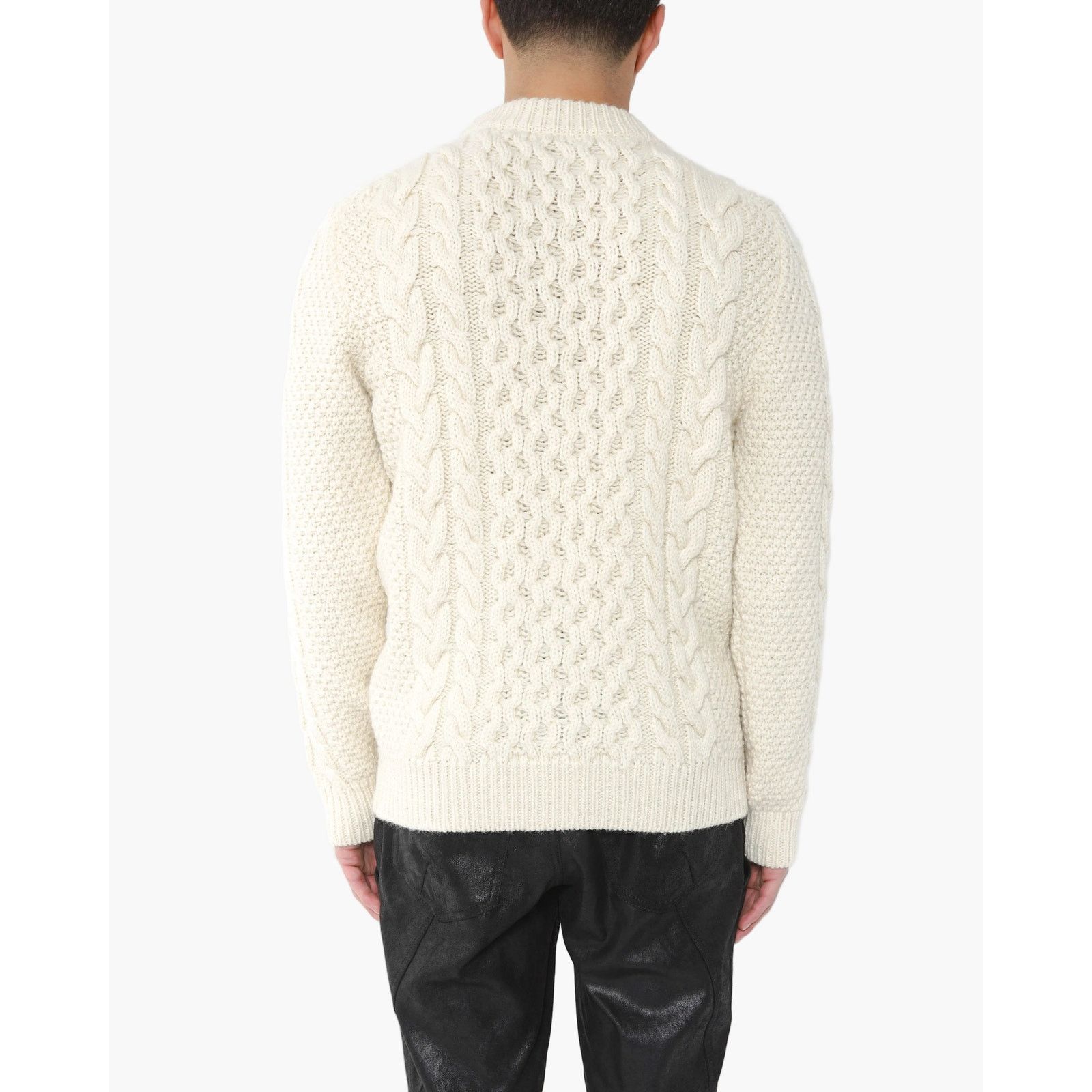Saint Laurent Paris FW16 Cable Knit Sweater in Ivory Wool Size US M / EU 48-50 / 2 - 2 Thumbnail