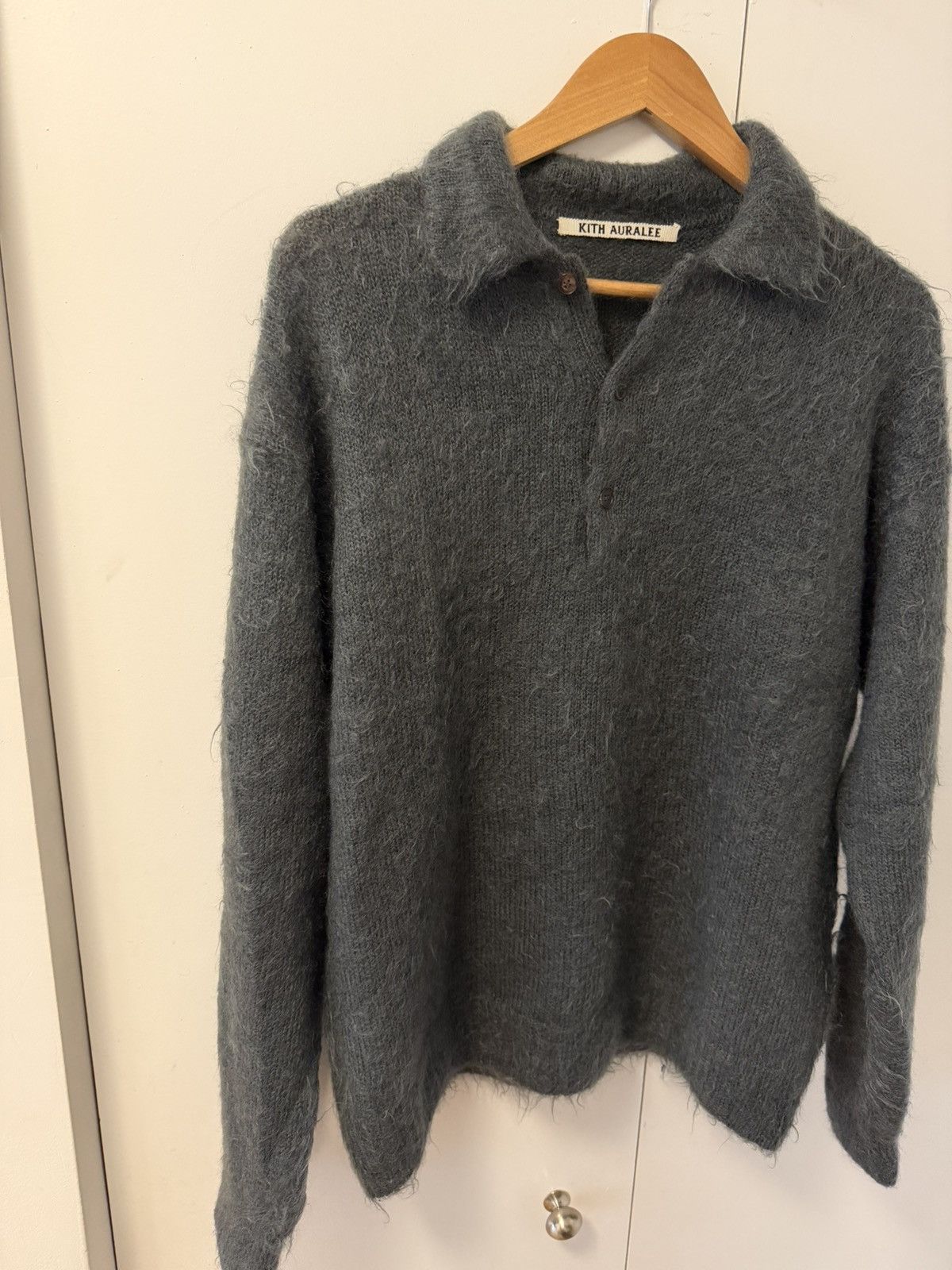 Auralee × Kith Brushed Super Kid Mohair Knit Polo, size 4 Size US L / EU 52-54 / 3 - 3 Thumbnail