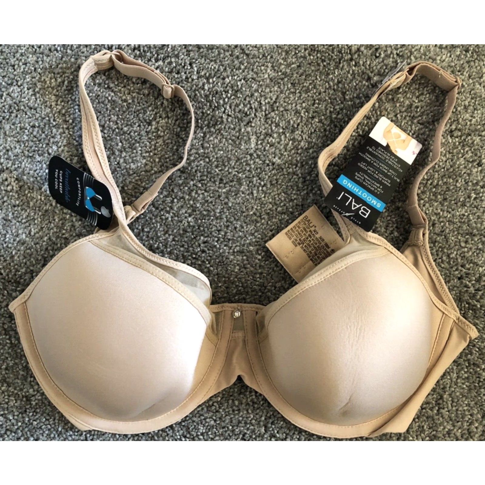 Vintage Bali One Smooth U Bra 34D Beige NWT Womens Regular 34D 3439 Ultra Lite Neckline Clip Front-closure? Size ONE SIZE - 2 Thumbnail