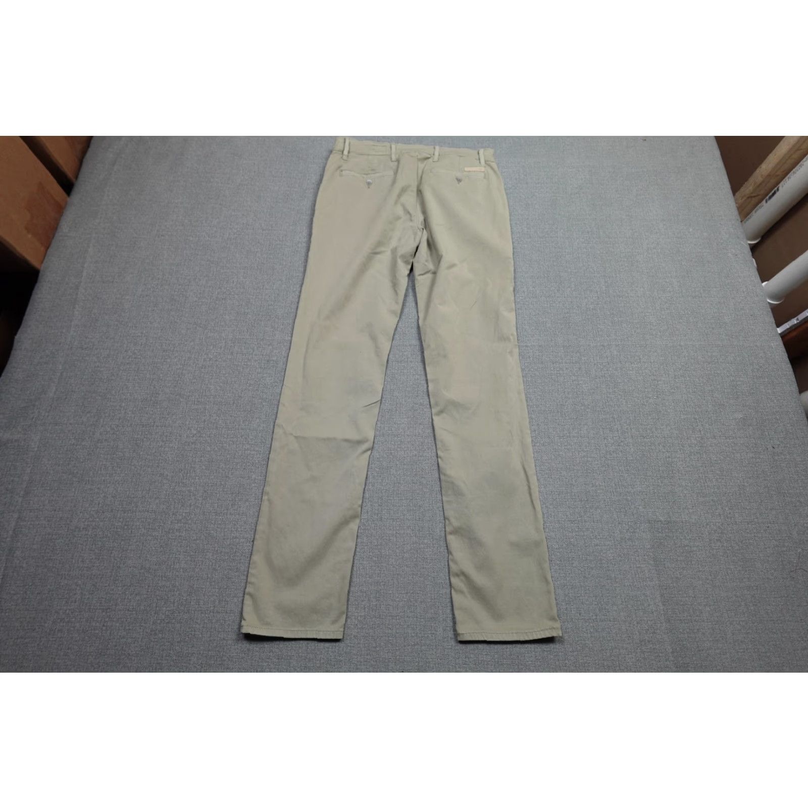 Vintage AG Adriano Goldschmied Marshall Slim Trouser Pants Mens 30x34 Beige Slim Chino Pants Mens Slim Tapered Flat Front Front Zip Pockets Mock Back P, Beige Size US 30 / EU 46 - 4 Thumbnail