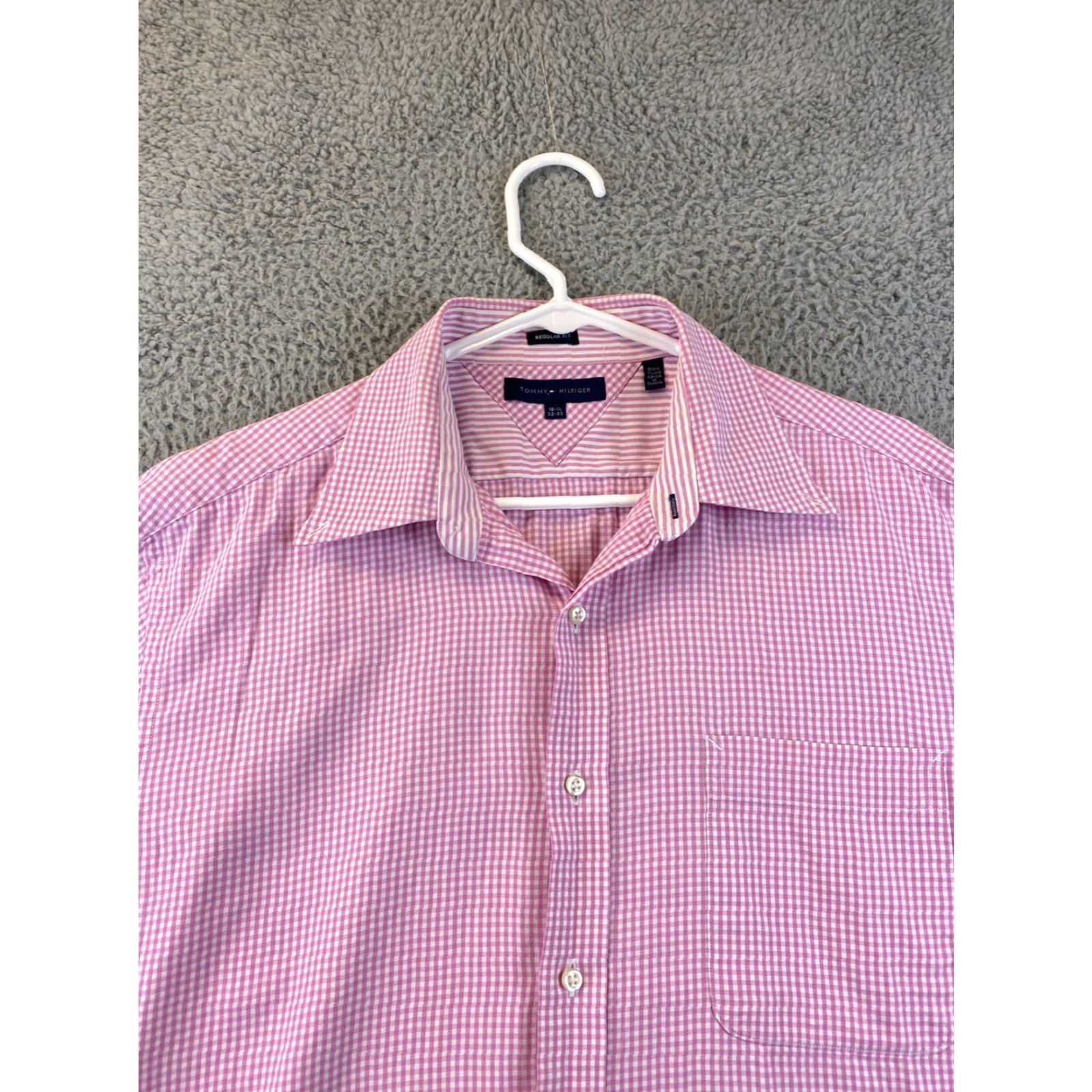 Tommy Hilfiger Tommy Hilfiger Shirt Men 16.5 Slim Button-Front Check Pink 32/33 Cotton Knit 81-26 Size US L / EU 52-54 / 3 - 4 Thumbnail