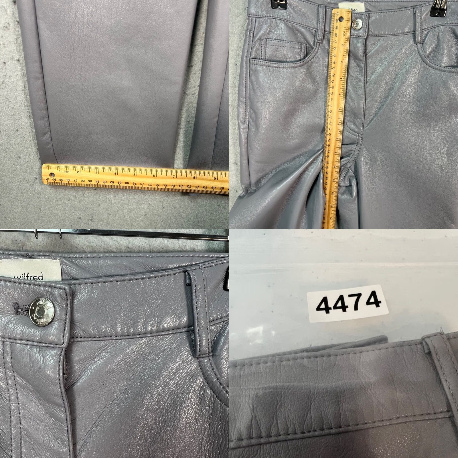 Vintage Wilfred Womens 2 Gray Faux Leather High-Rise Straight-Leg Pants Shirt Size 26" / US 2 / IT 38 - 8 Thumbnail