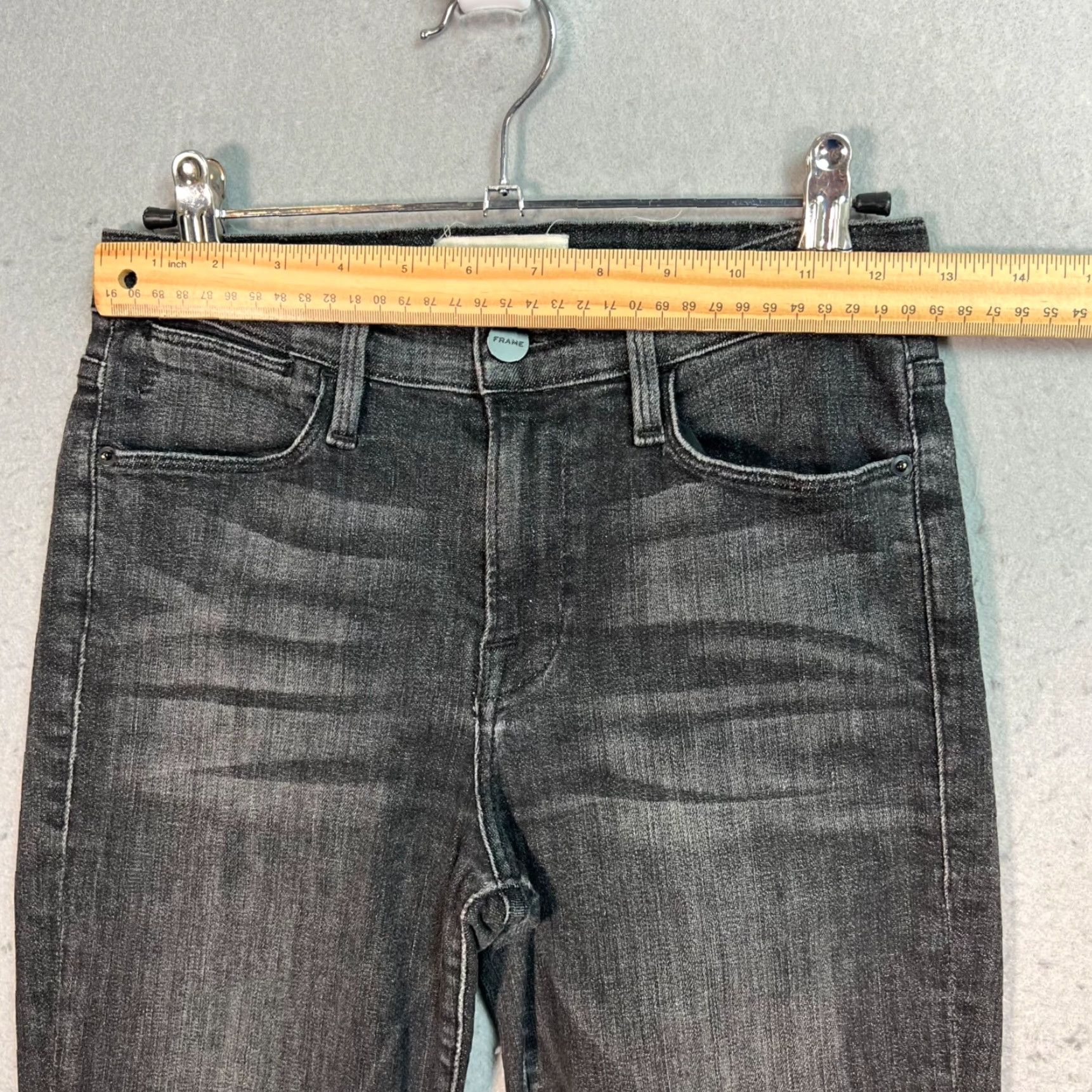Frame FRAME Jeans Womens Mid Rise Slim Leg Size 25 Black Stretch Denim Pants Size 42" / US 20 - 6 Thumbnail
