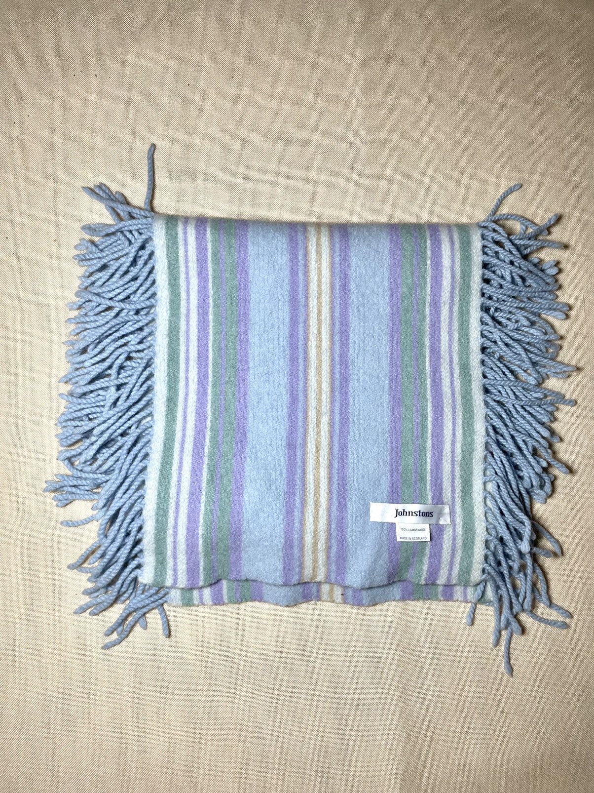 Johnstons Of Elgin Johnstons stripped blue wool scarf Size ONE SIZE - 1 Thumbnail