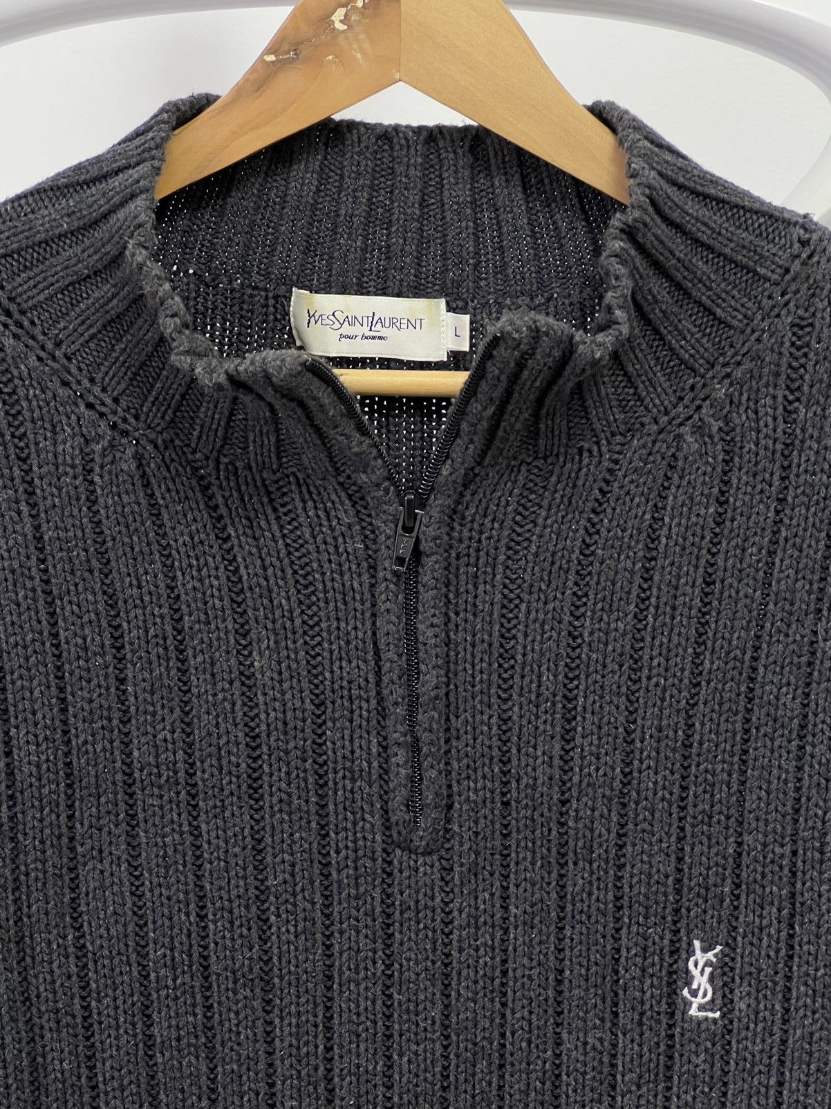 Yves Saint Laurent YSL Sweater Knit 1/4 Zip Size US L / EU 52-54 / 3 - 3 Thumbnail