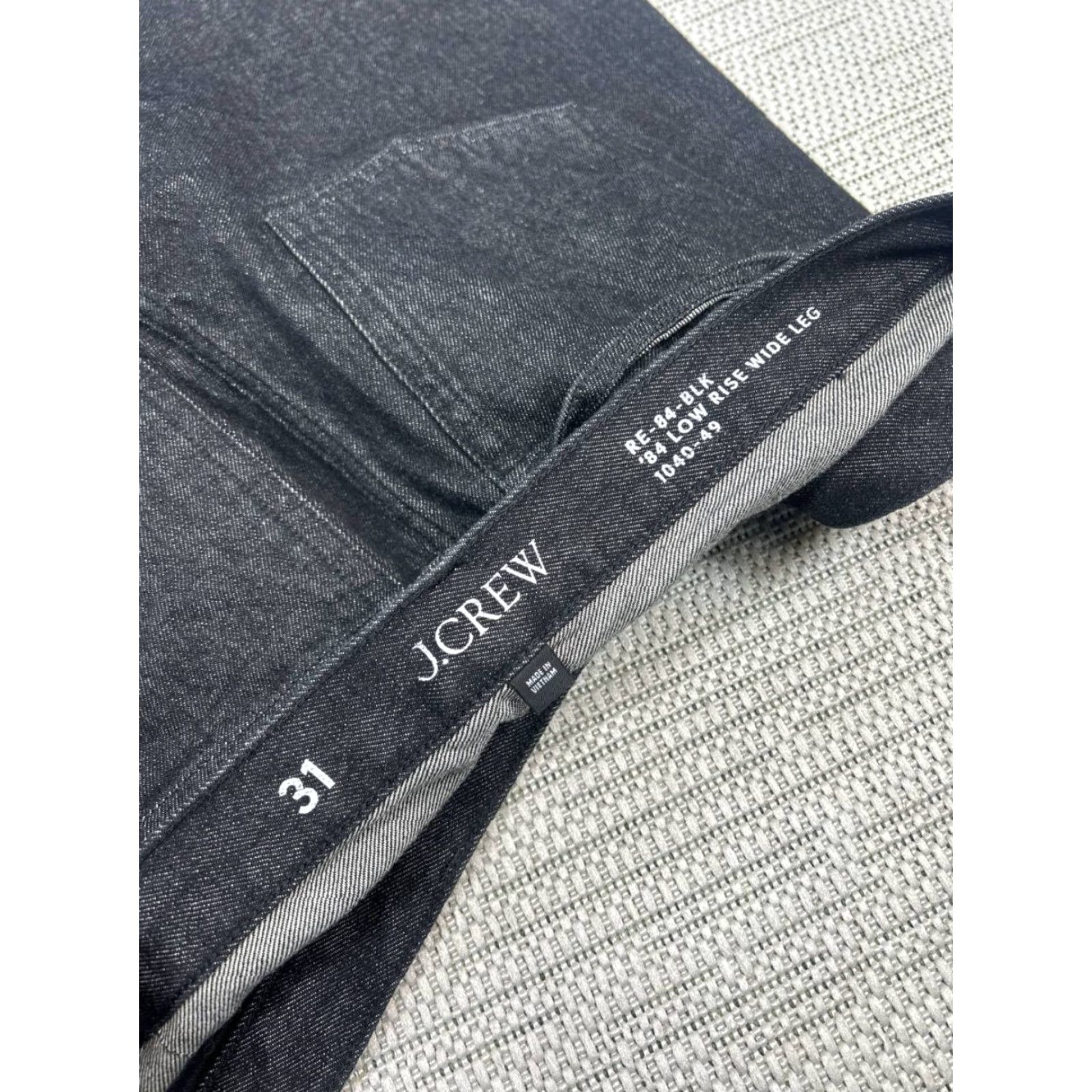 J.Crew J.CREW 1984 Jeans Womens 31 Black Rigid Denim Cotton High Rise 36x31 Wide-Leg 5-Pocket City Preppy X Large 90s Size 24" / US 00 / IT 34 - 7 Thumbnail