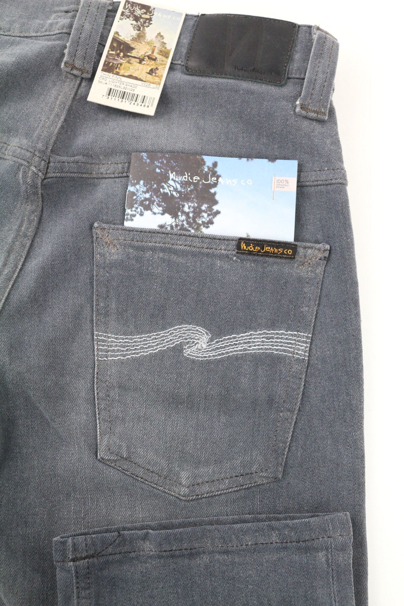 Nudie Jeans THIN FINN W28/L32 Slim Grey Cotton Stretch Jeans 80628 Size US 28 / EU 44 - 5 Thumbnail