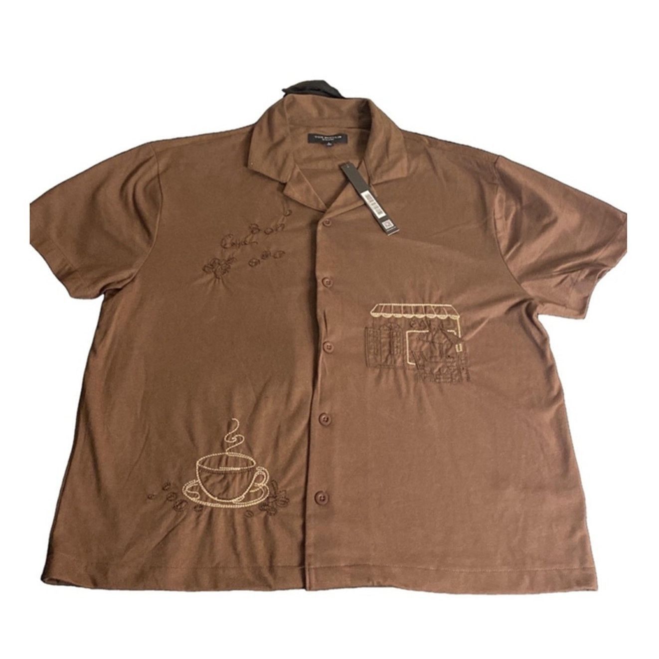 Other Cafe Aesthetic Embroidered Coffee Shirt Brown Vox Populi L Size US L / EU 52-54 / 3 - 2 Thumbnail