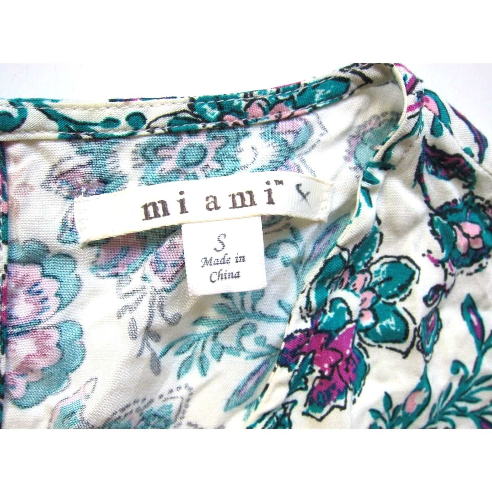 Pinko VINTAGE Miami 100% Rayon Green Pink Floral Cap Sleeve Wide Leg Romper Jumpsuit Small Size 28" / US 6 / IT 42 - 3 Thumbnail