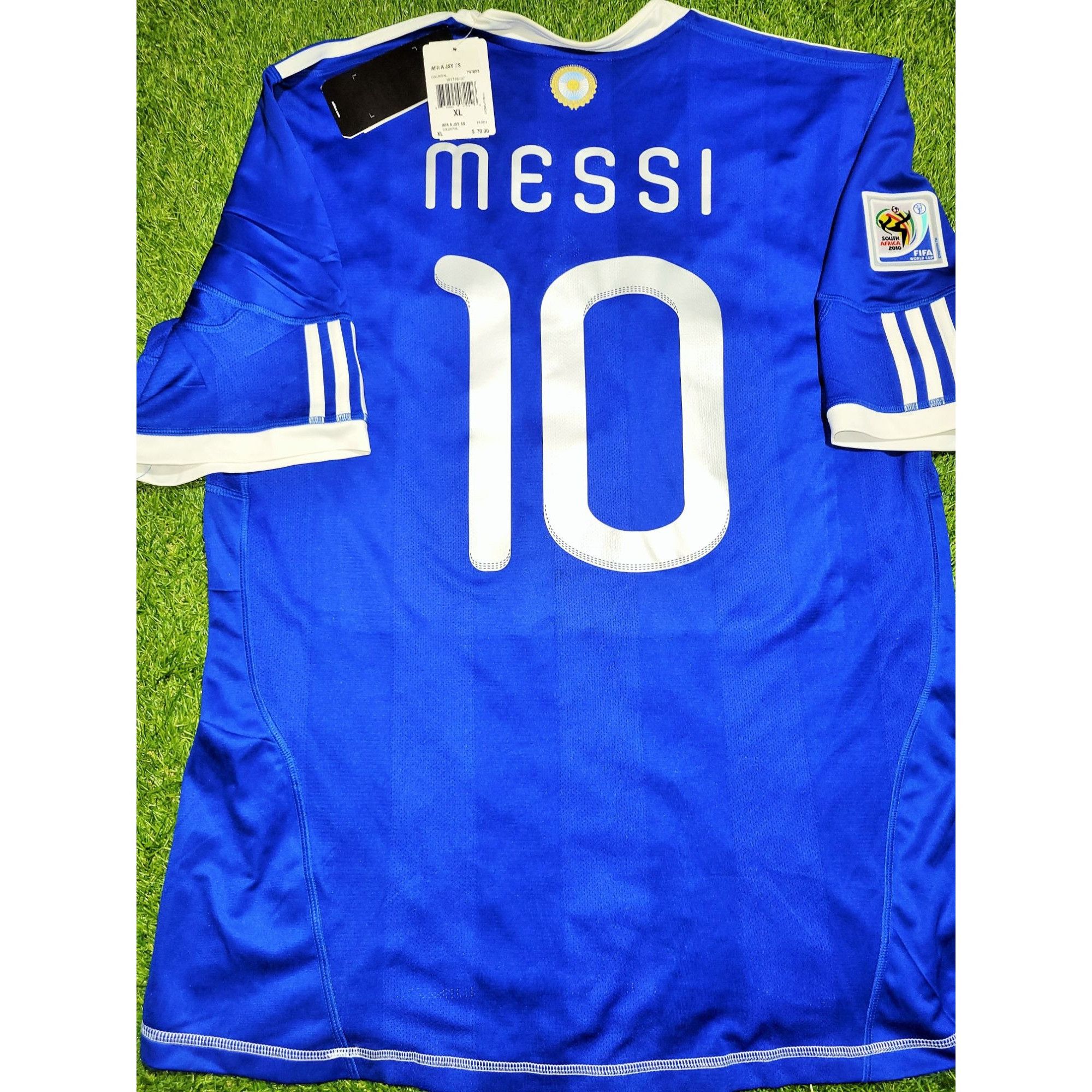 image of Adidas Messi Argentina 2010 World Cup Away Soccer Jersey XL in Blue, Men's