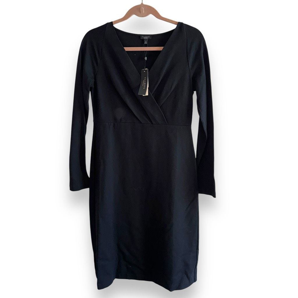 Other NWT Talbots Black L/S V-Neck Knit Dress Sz 6 Size M / US 6-8 / IT 42-44 - 1 Thumbnail